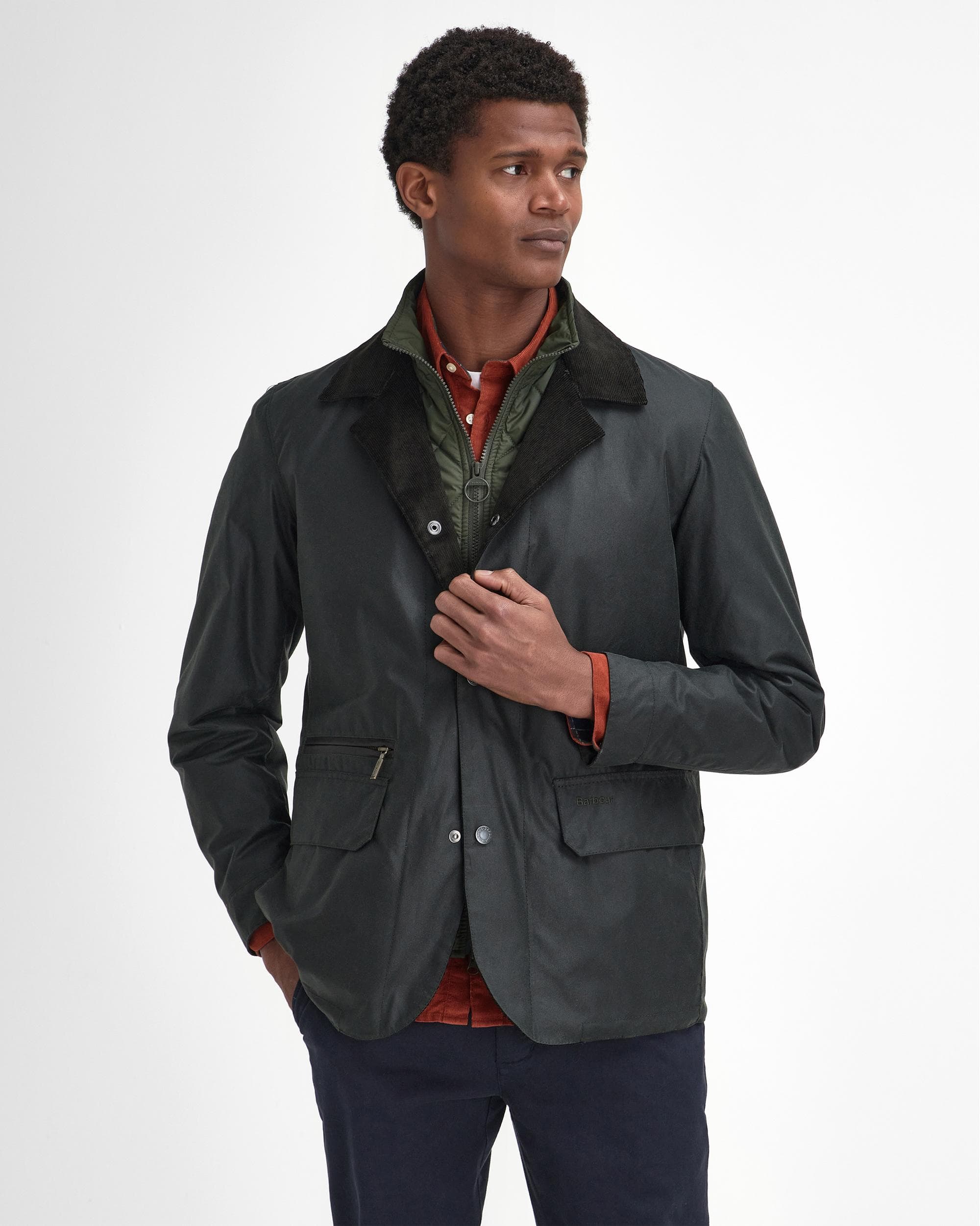 Barbour Craster Mens Wax Jacket - Sage Green - Size Large