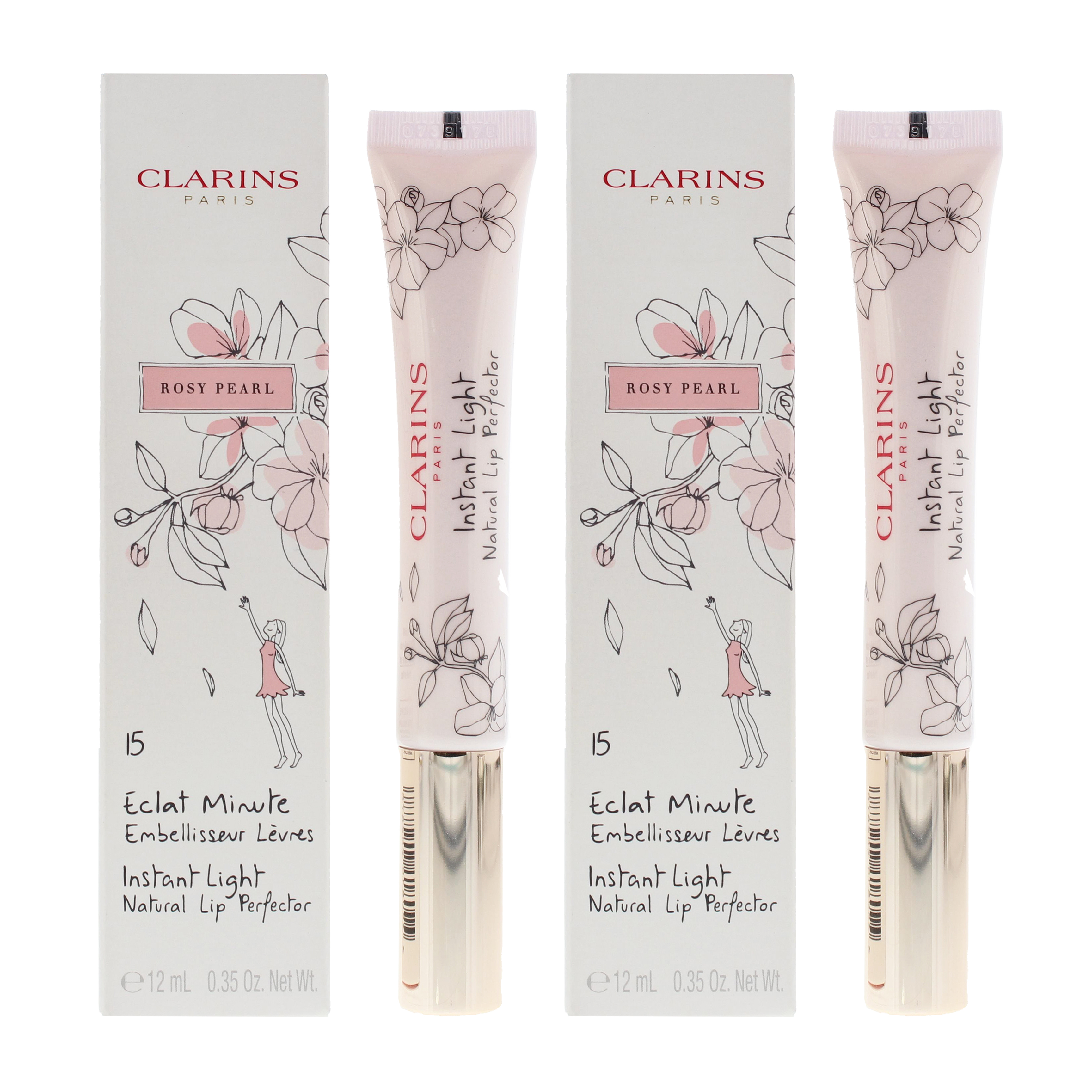 Clarins Womens Instant Light 15 Rosy Pearl Natural Lip Perfector 12ml x 2 - NA - One Size