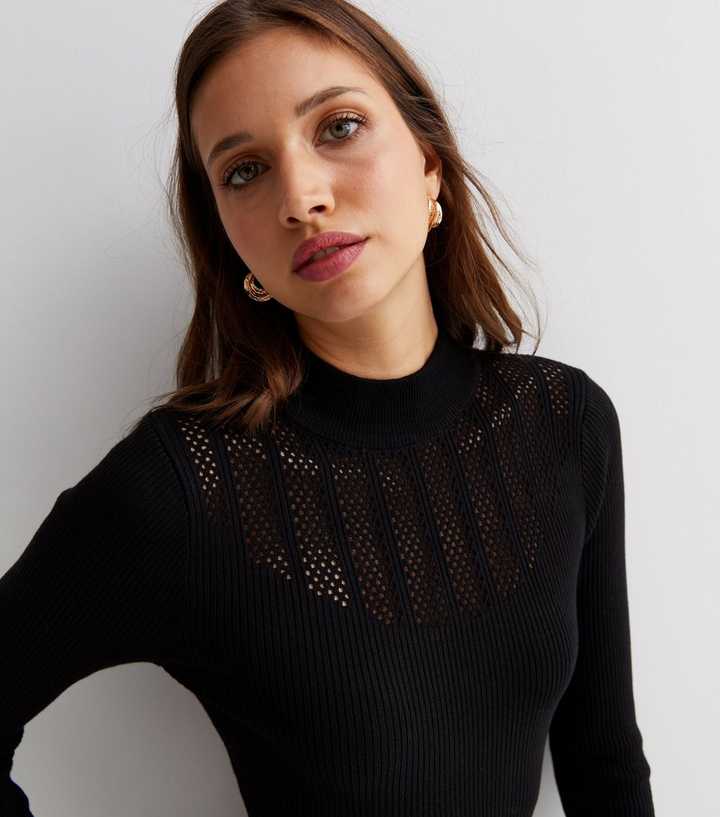 Gini London Ribbstickad Bodycon Midiklänning med hög hals dam – bild 2