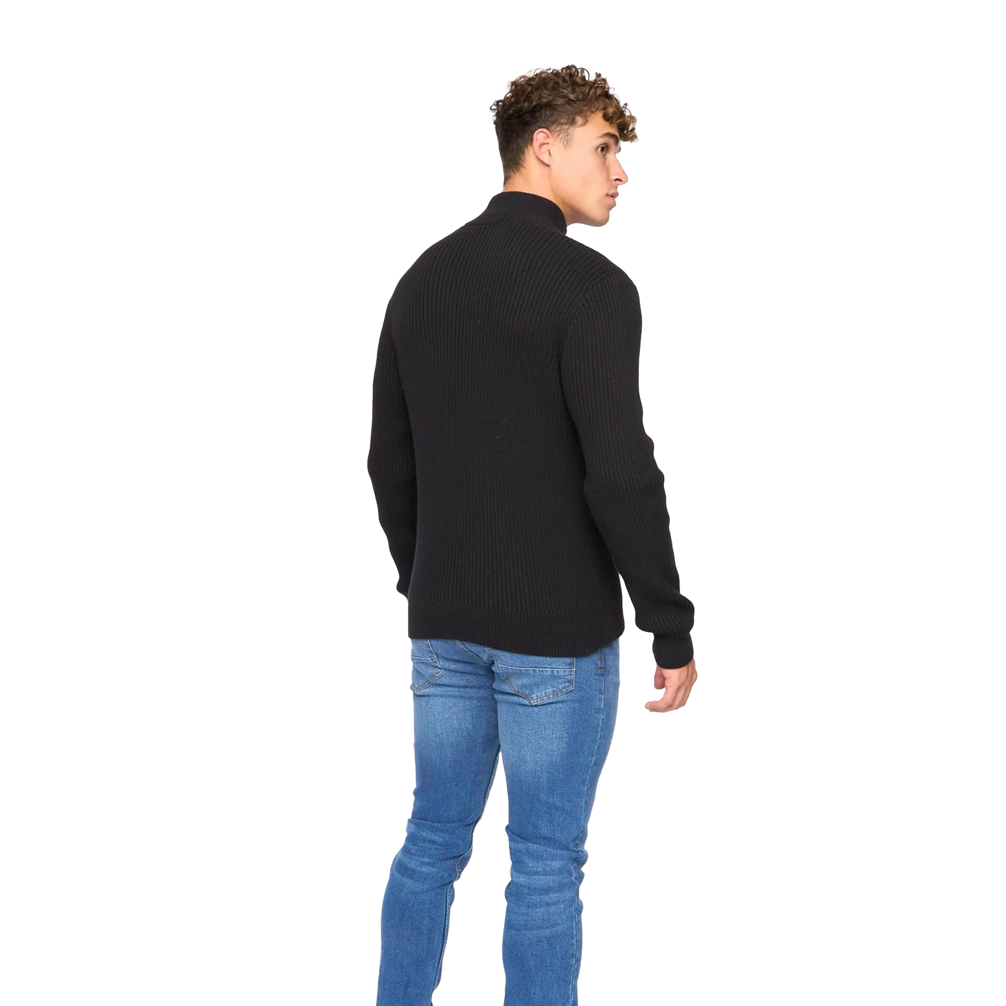 Crosshatch Mens Wellburys Chunky Knit Jumper (Svart) stickade tröjor herr – bild 2