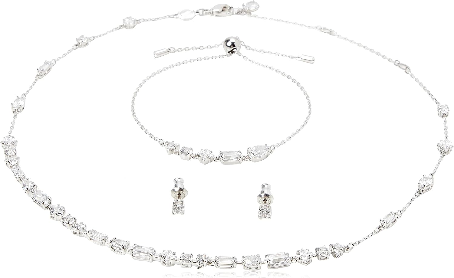 Swarovski ‘Mesmera’ WoMens Base Metal Set: Bracelet + Earrings + Necklace – Silver 5665877 Metal (archived) – One Size