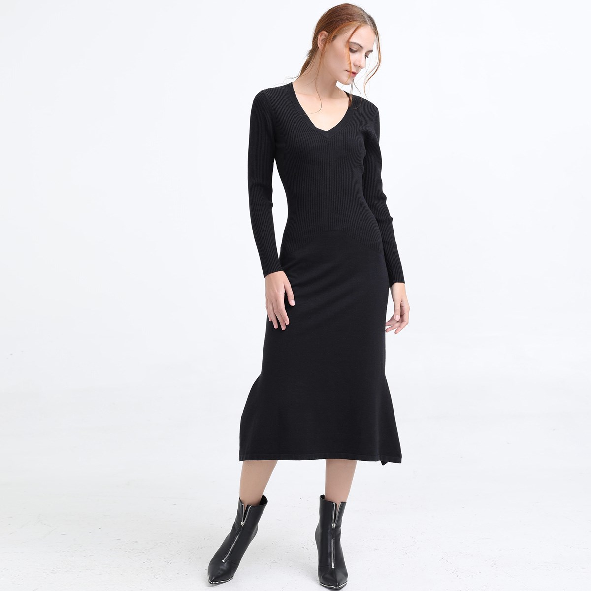 Smart & Joy Midi jumperklänning med V-ringning dam – bild 2