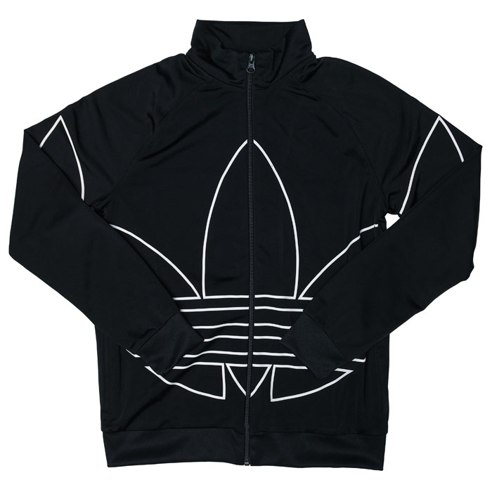 Boy's adidas Originals Junior Large Trefoil Track Top in Black-White