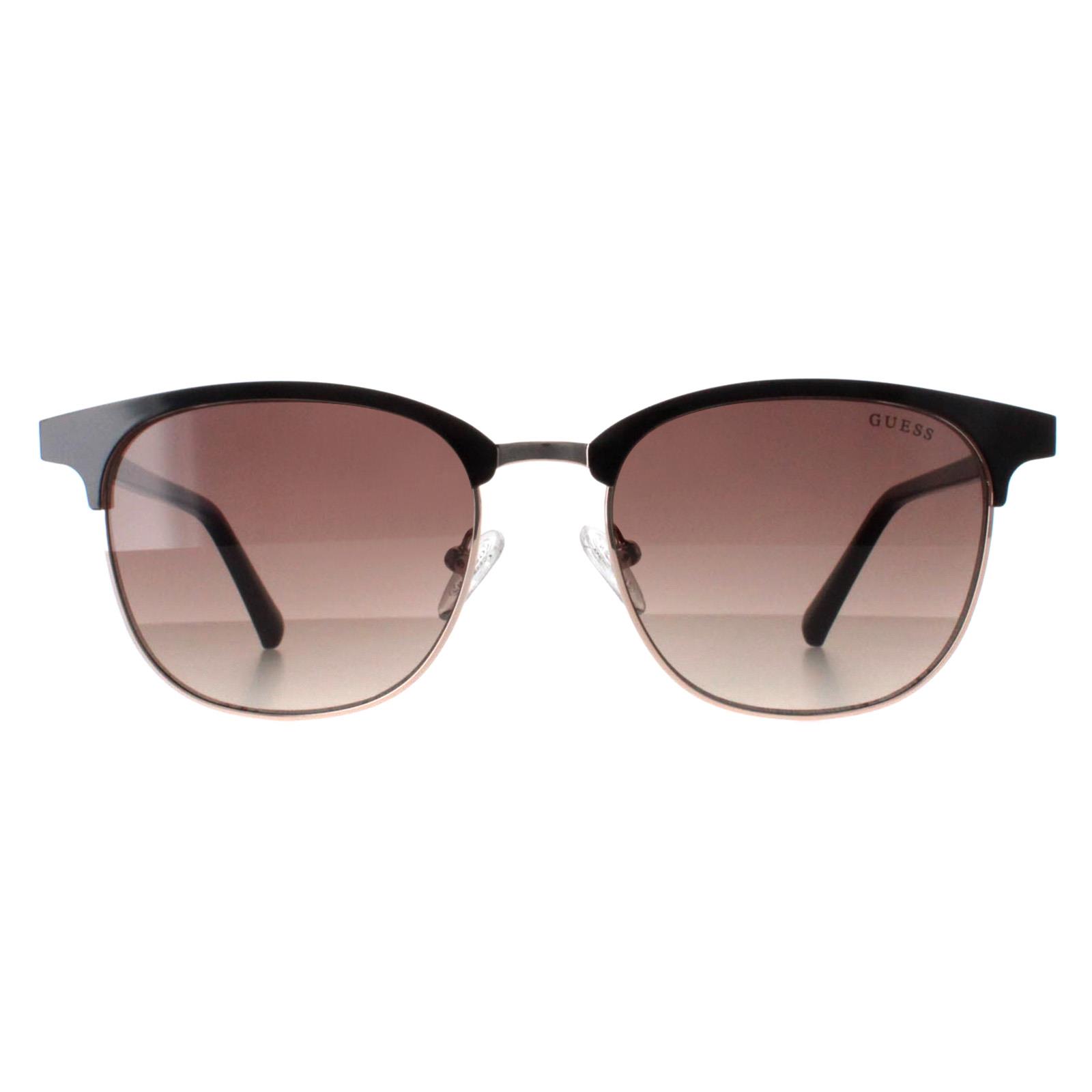 Guess Semi Rimless Mens Black Brown Gradient GU00052 Metal - One Size
