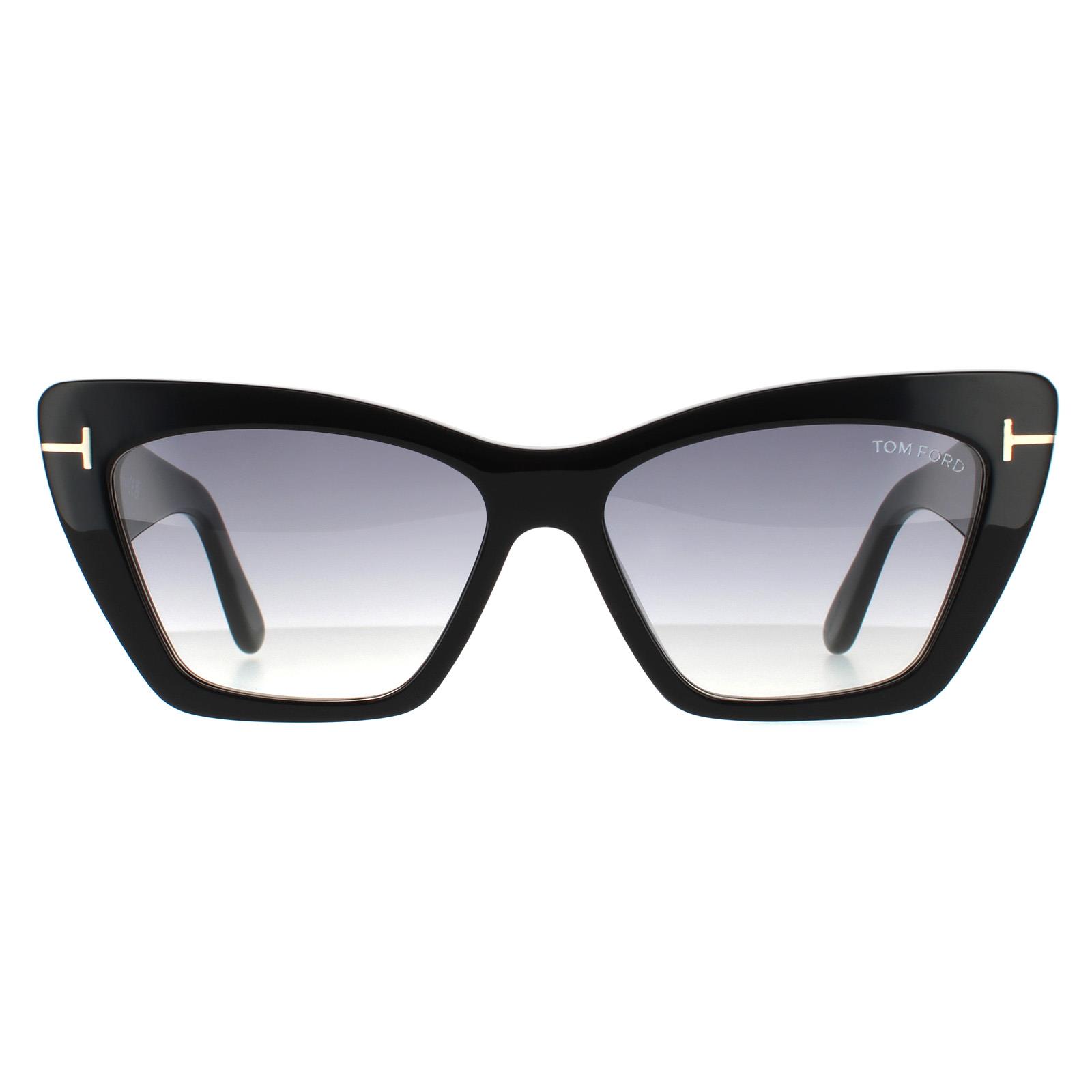 Thumbnail - Tom Ford Cat Eye Womens Glänzend Schwarz Grau Rauch Gradient