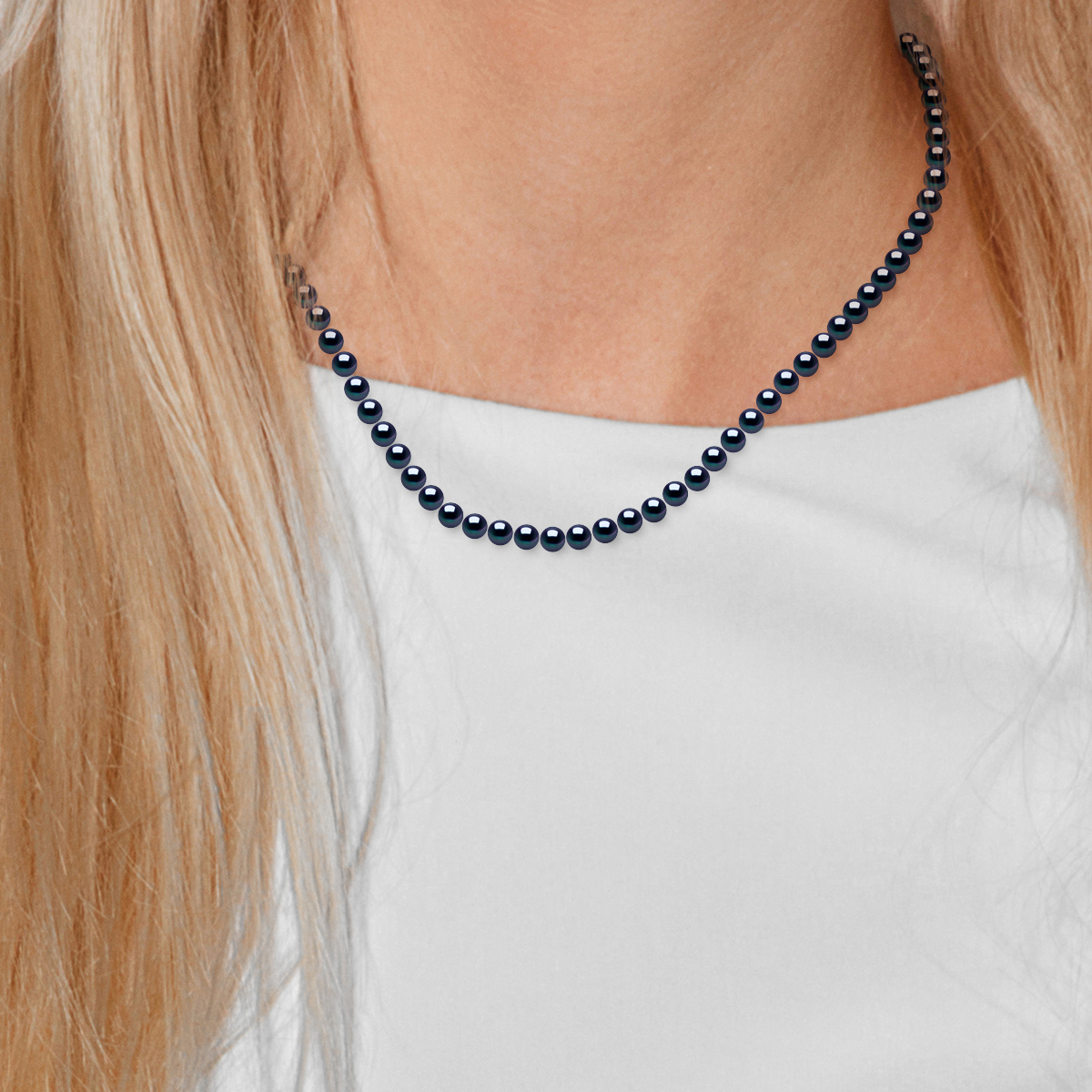 Diadema Halsband Äkta sötvattenspärlor Svart Tahiti-stil Vitguld dam – bild 2