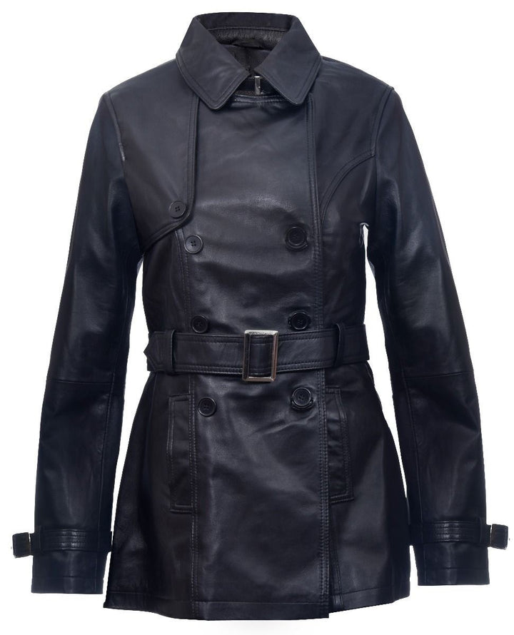 Infinity Leather Mellanlång läderrenchcoat för damer -Oakham skinnjackor – bild 2