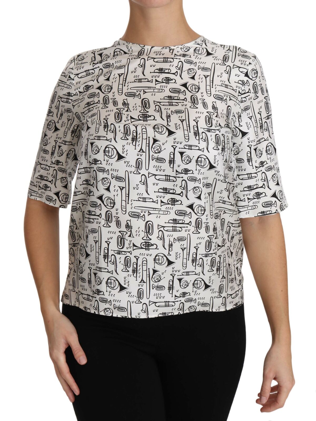 Thumbnail - Dolce & Gabbana Damen Bluse mit weißem Musikinstrumente-Druck