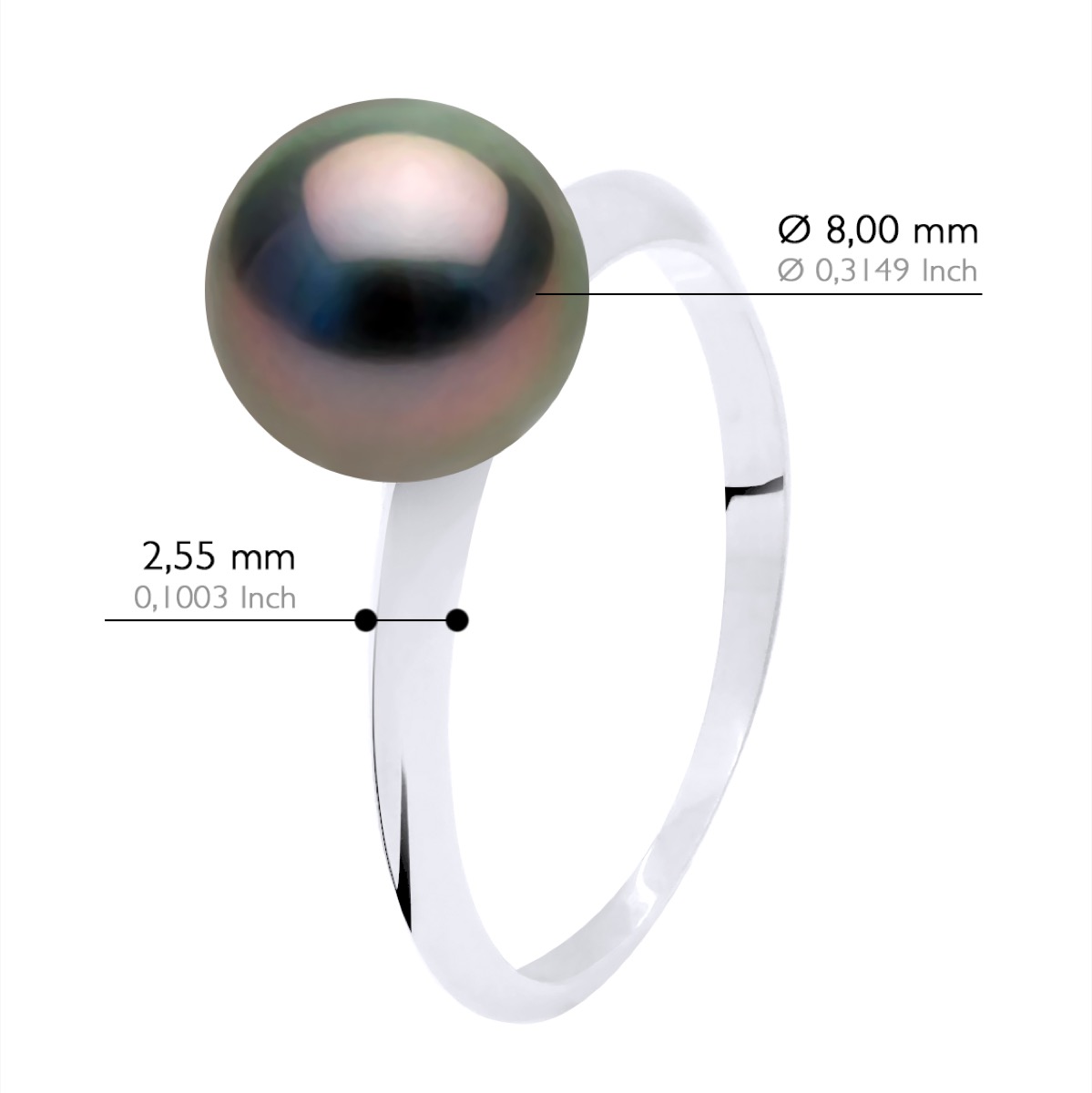 Ateliers Saint Germain Ring äkta odlad Tahitipärla rund 8-9 mm vitguld dam – bild 2