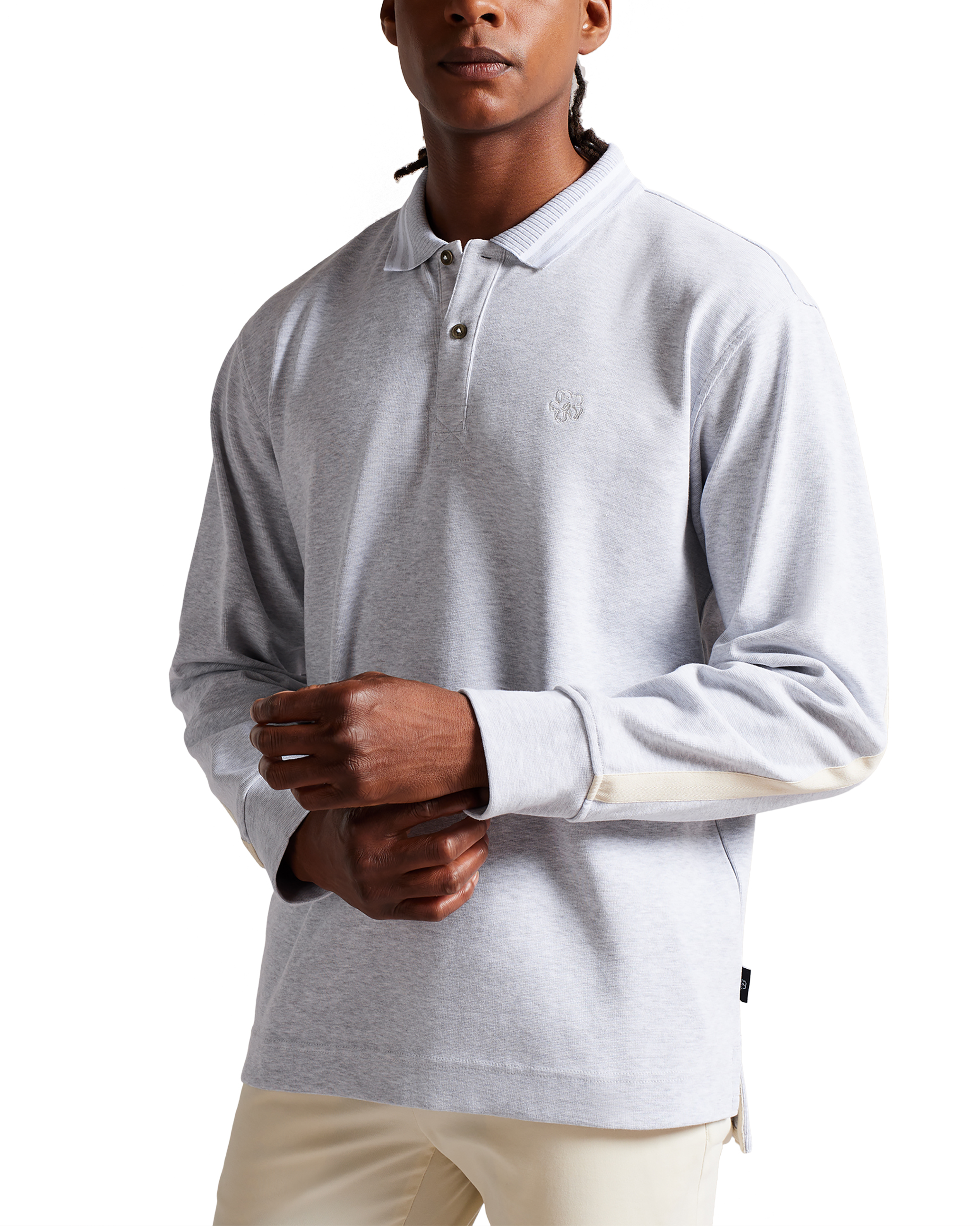 Ted Baker Jermyn Rugby Polo, långärmad, gråmelerad långärmade t-shirts herr – bild 2