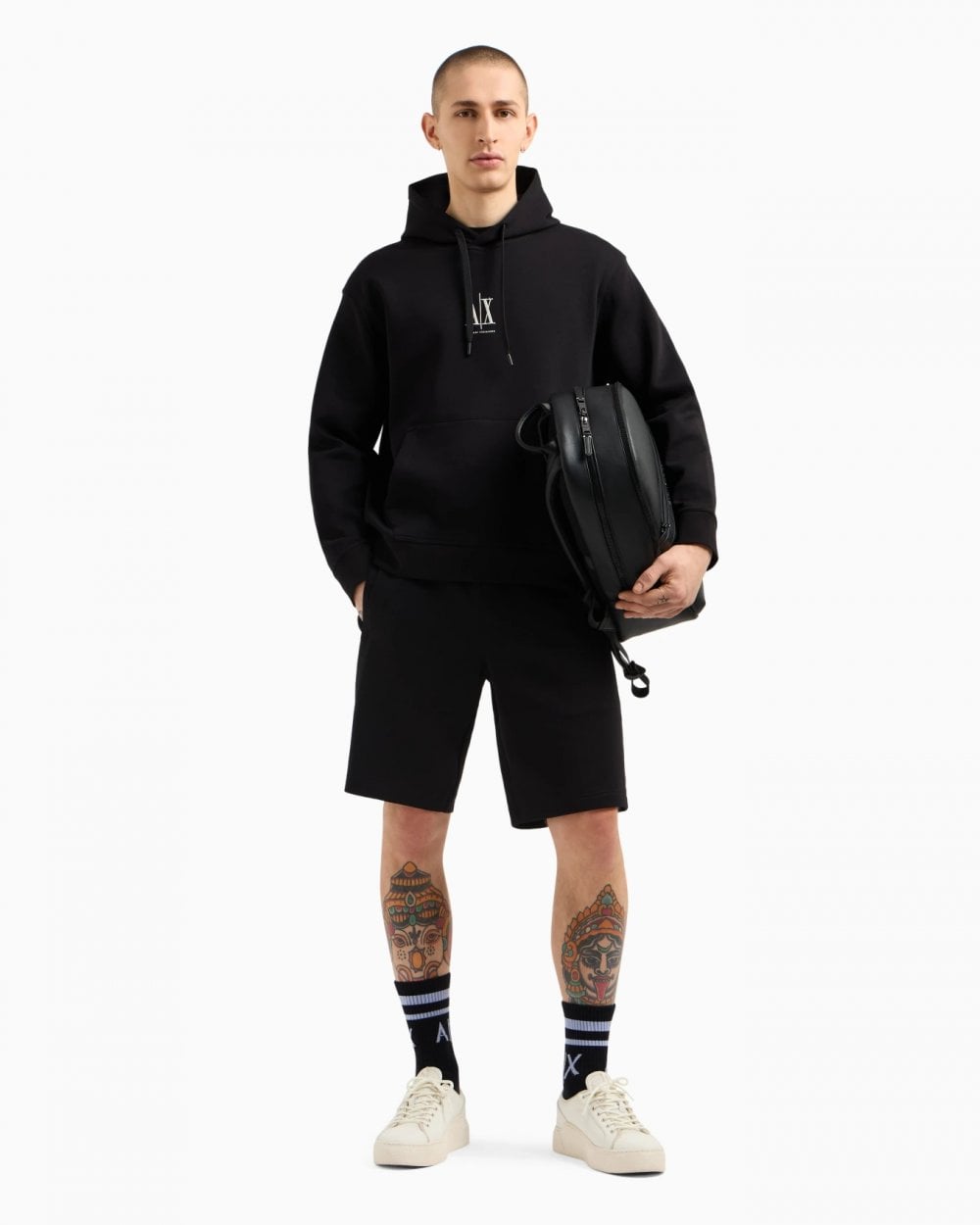 Herr Broderad A|X Centrallogo Sweatshirt med Huva 2