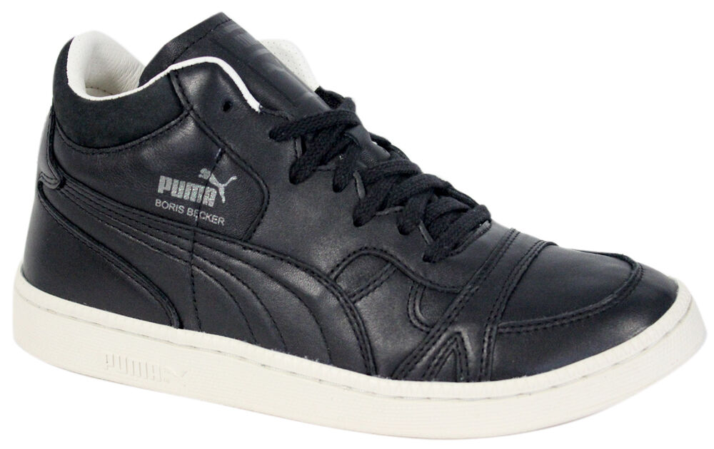 Boris Becker Läder Mid Top Träningsskor Herrar Svart Lace Up 357768 04 B27A