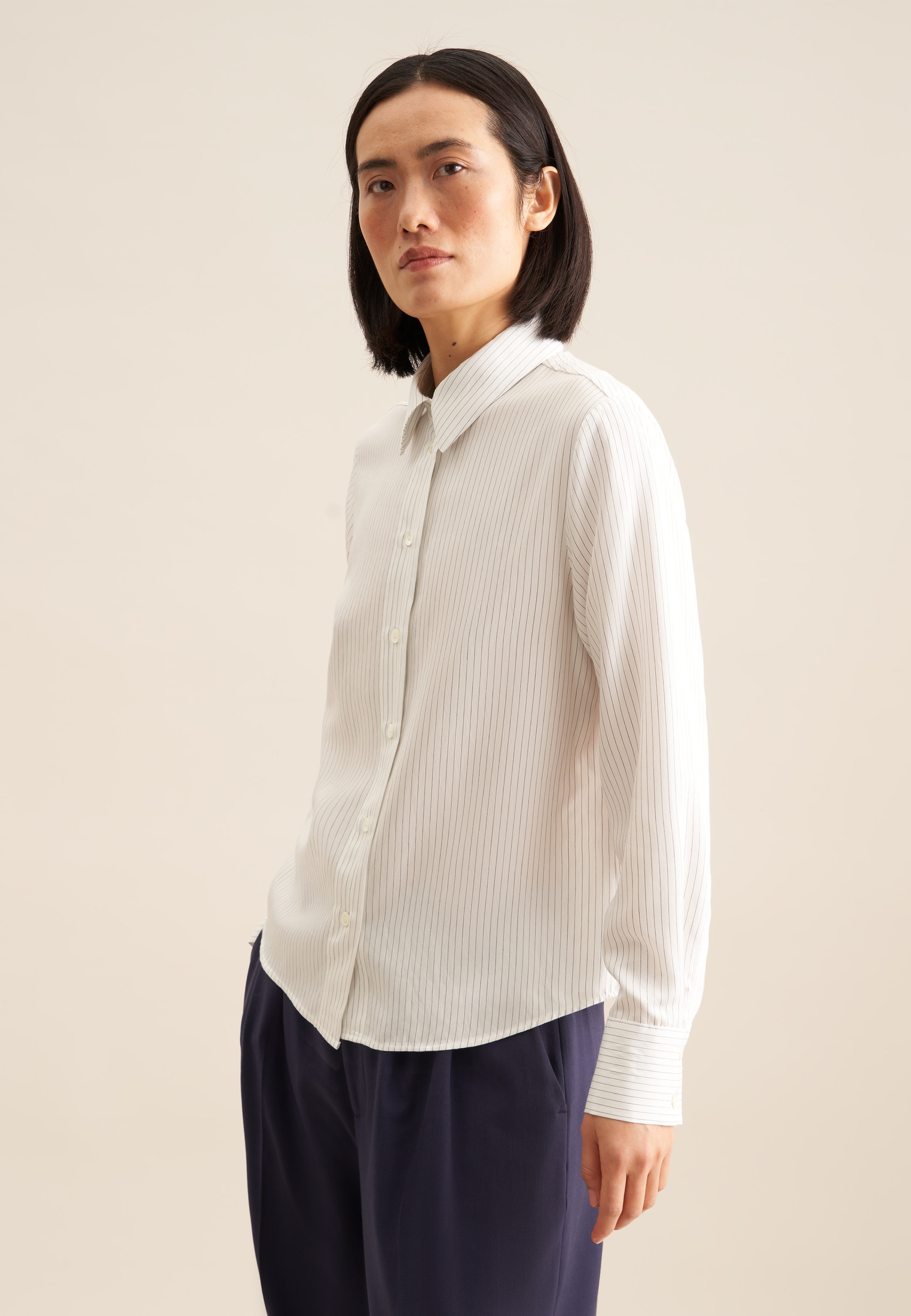 Thumbnail - Hemdbluse Damen Weiß