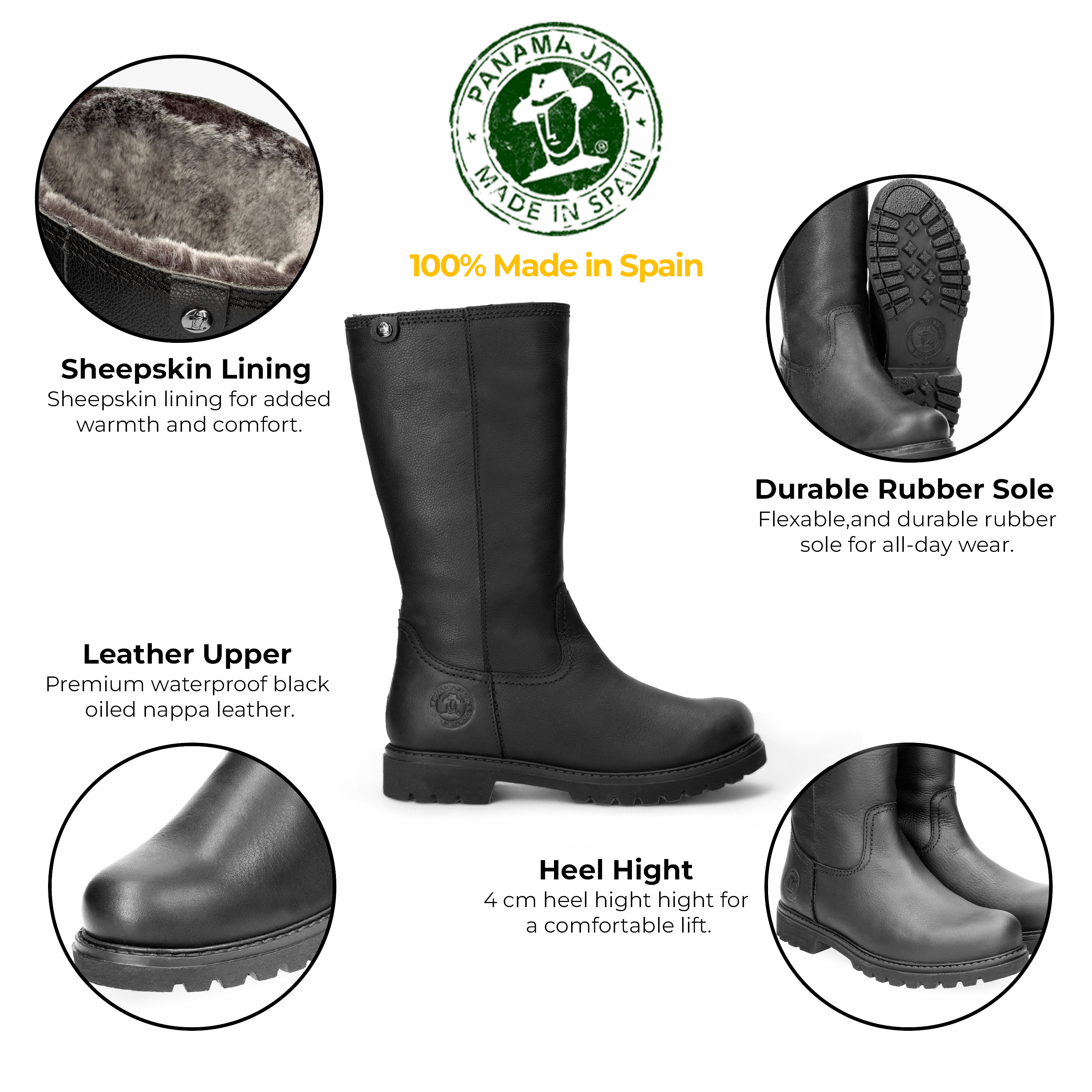 Women's Black Bambina B60 Leather High Boots 2