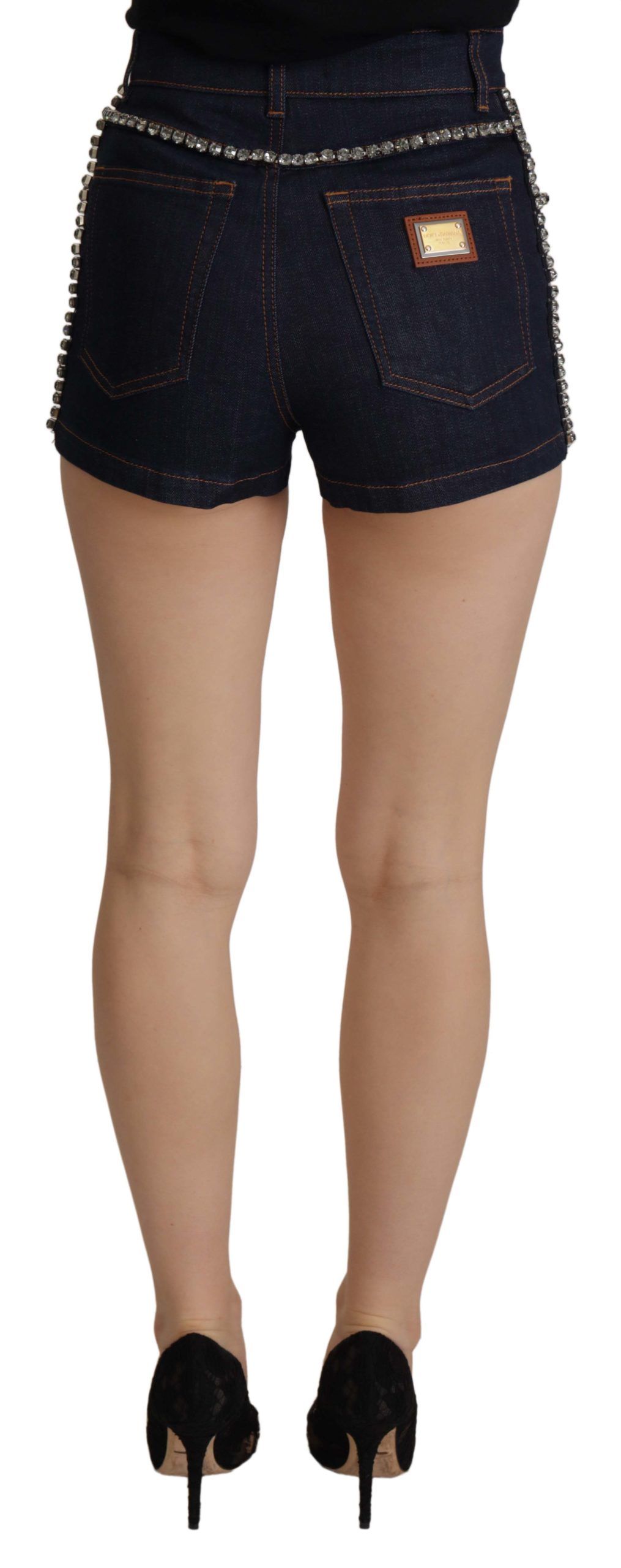 Dolce&Gabbana Denim Stretch Kristall Hotpants Damshorts – bild 2
