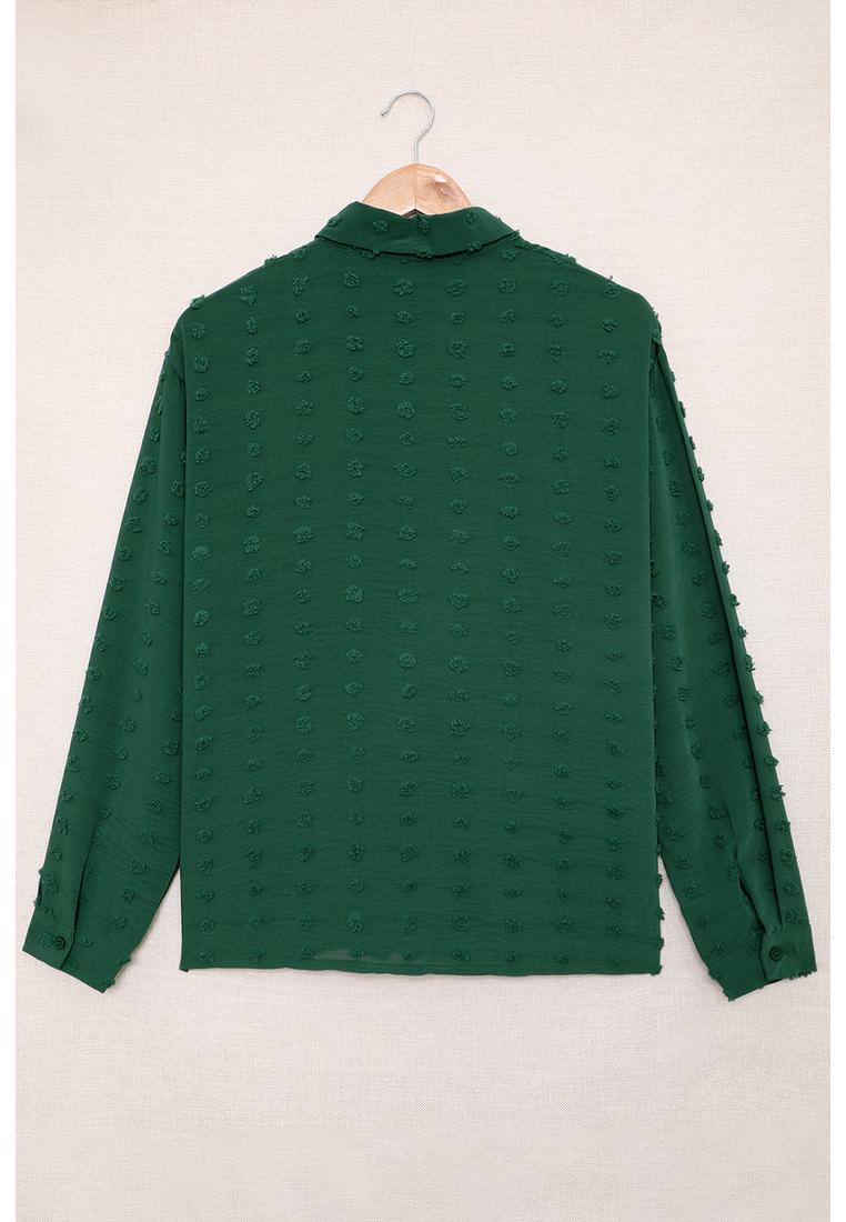 Thumbnail - Azura Exchange Damen Knopf Fuzzy-Punkt-Shirt in Grün