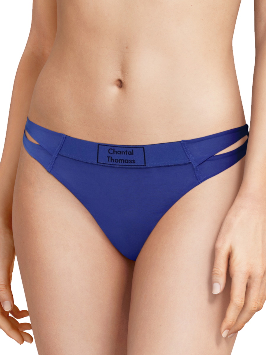 Chantal Thomass Womens Sharp Thong Blue Klein Nylon – Size X-Small