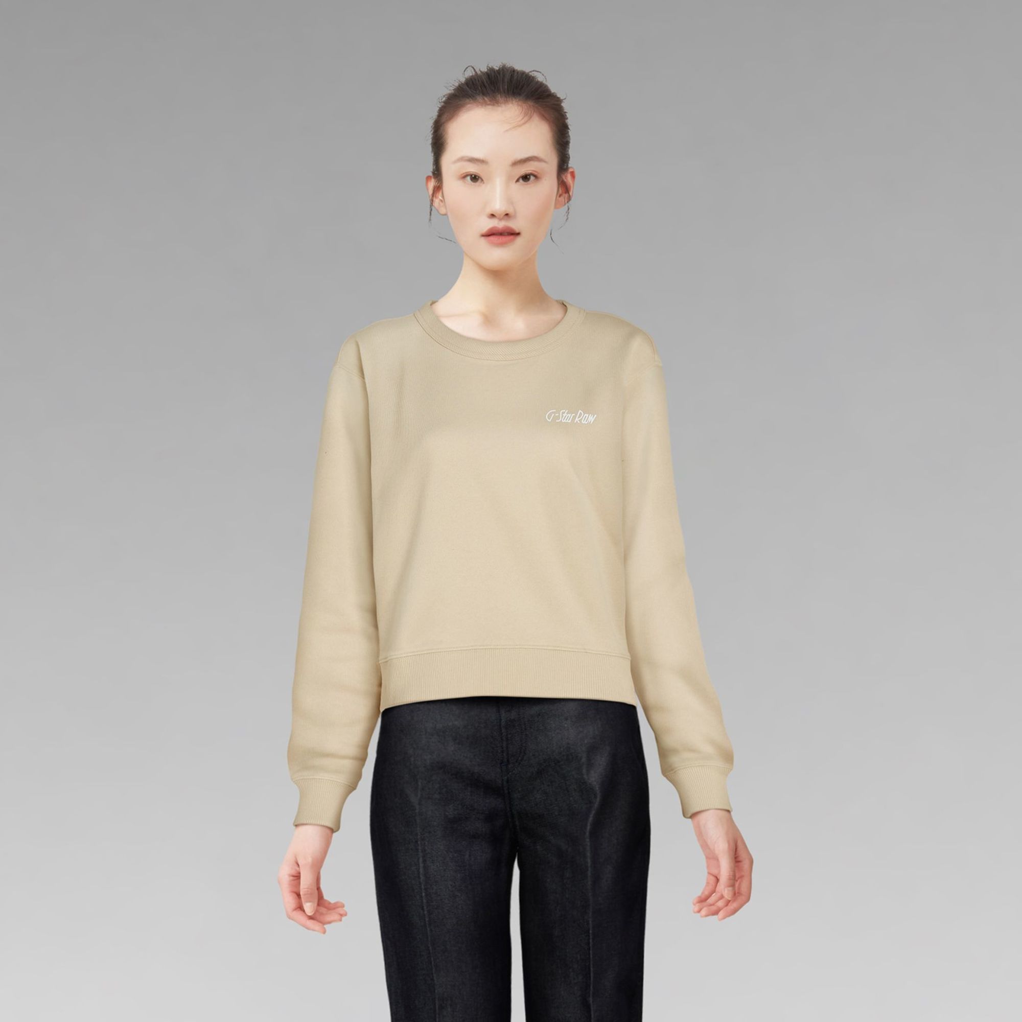 G Star Raw Womens G-Star RAW Graphic Sweater - Beige Cotton - Size Large