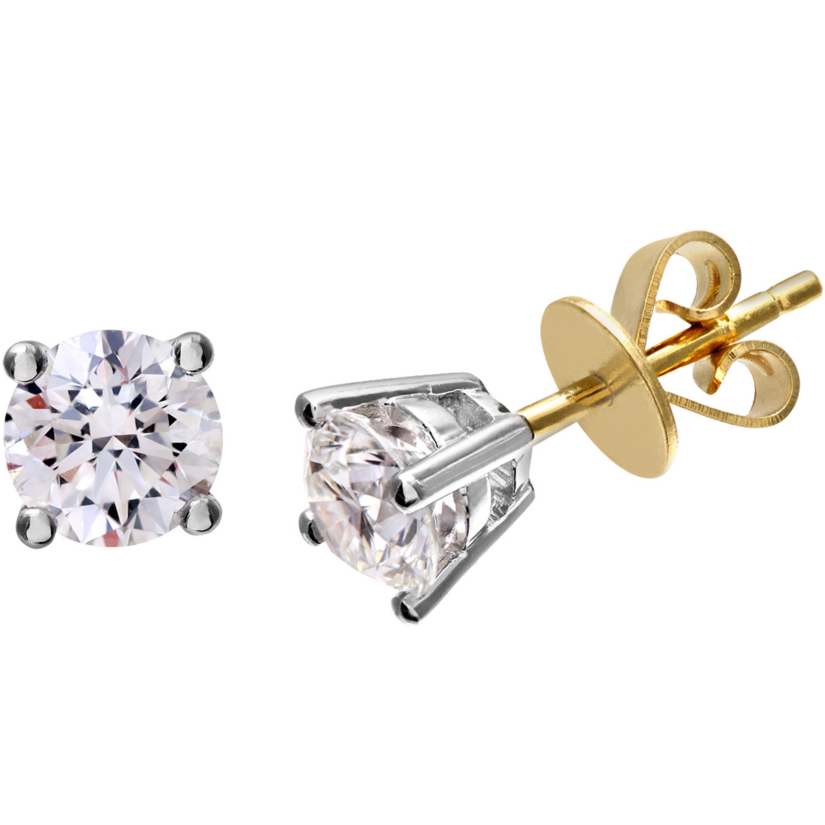 Diamant L’Eternel Womens Diamond Stud Earrings, 18ct Yellow Gold IJ/I Round Brilliant Certified 1.00ct Weight – One Size