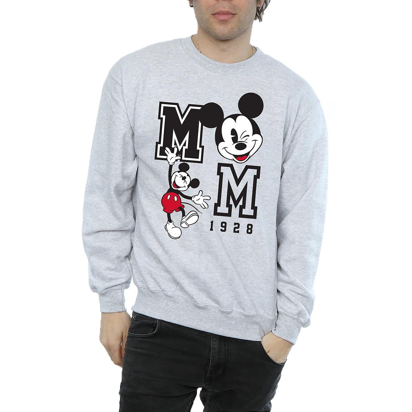 Disney Mens Jump And Wink Mickey Mouse Sweatshirt (Sports Grey) herr – bild 2