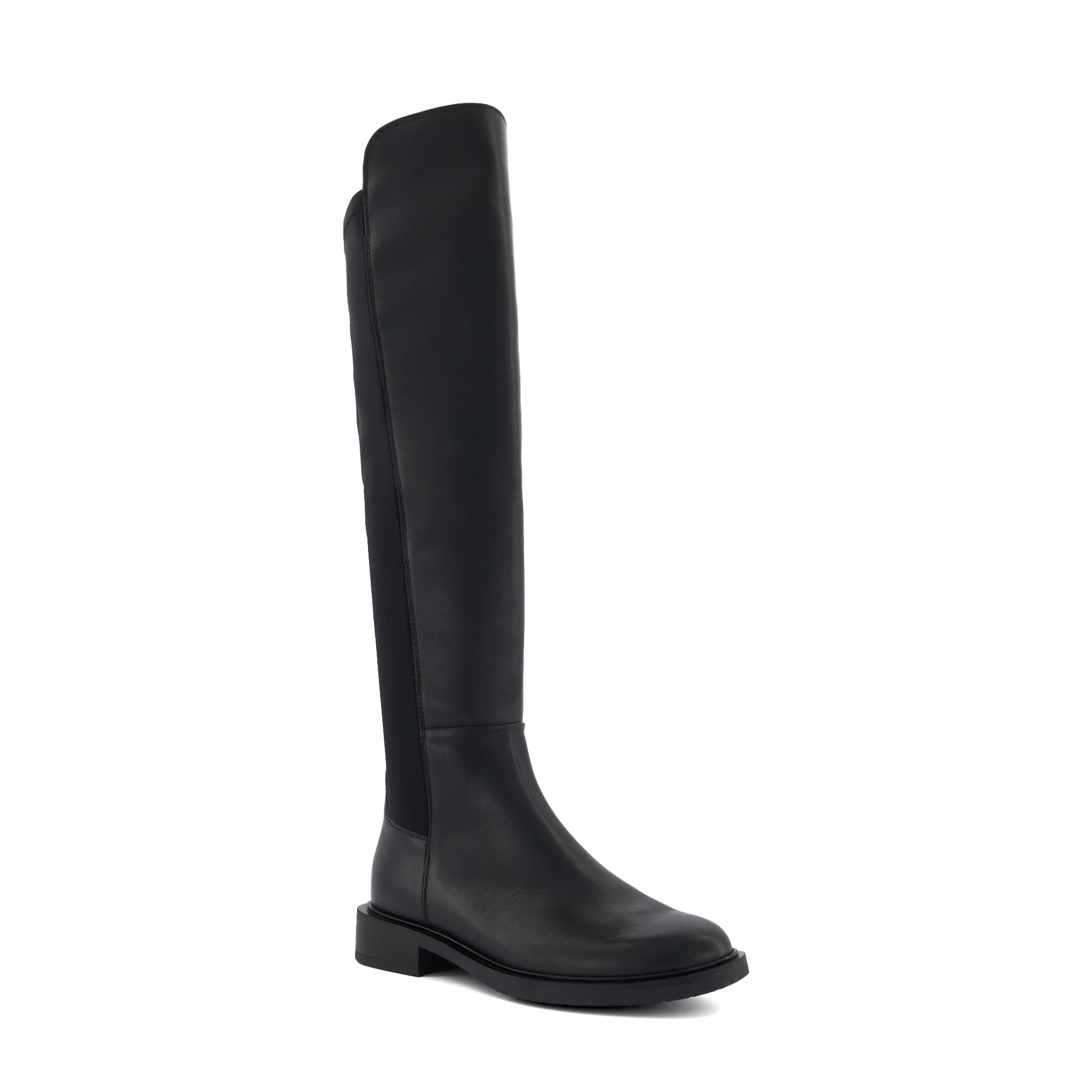 Dune London Womens Ladies Text – Casual Knee High Stretch Boots – Black Leather (archived) – Size UK 5