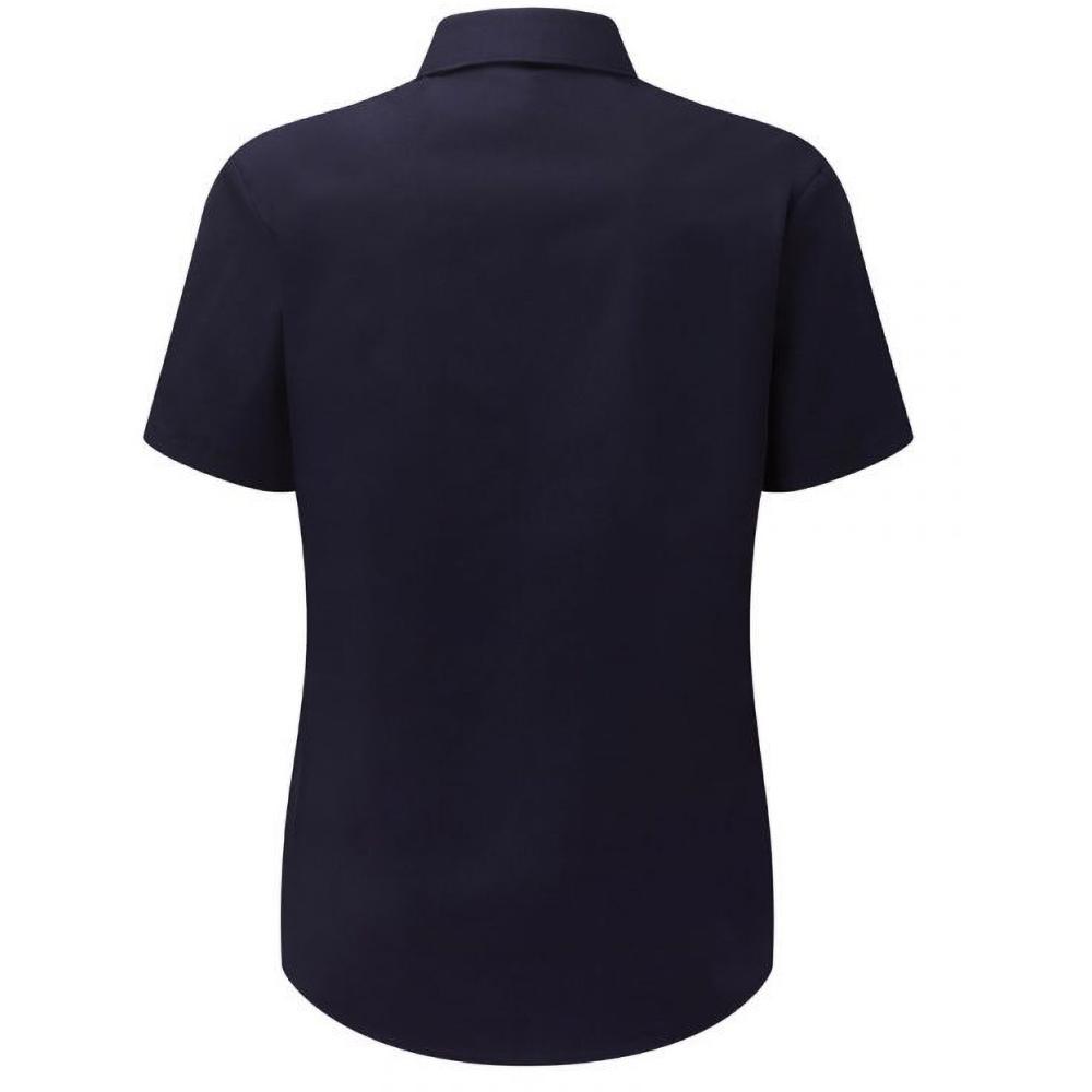 Russell Athletic Russell Collection Ladies/Womens Short Sleeve Poly-Cotton Easy Care Poplin Shirt (French Navy) skjortor & blusar dam – bild 2