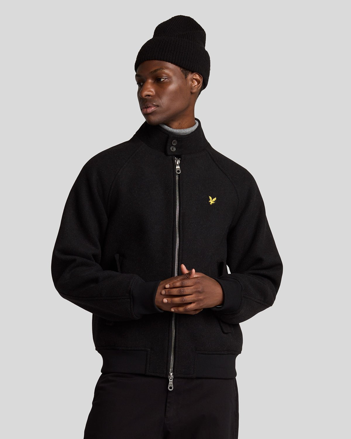 Thumbnail - Lyle & Scott Doubleface-Harringtonjacke aus Wolle in Schwarz