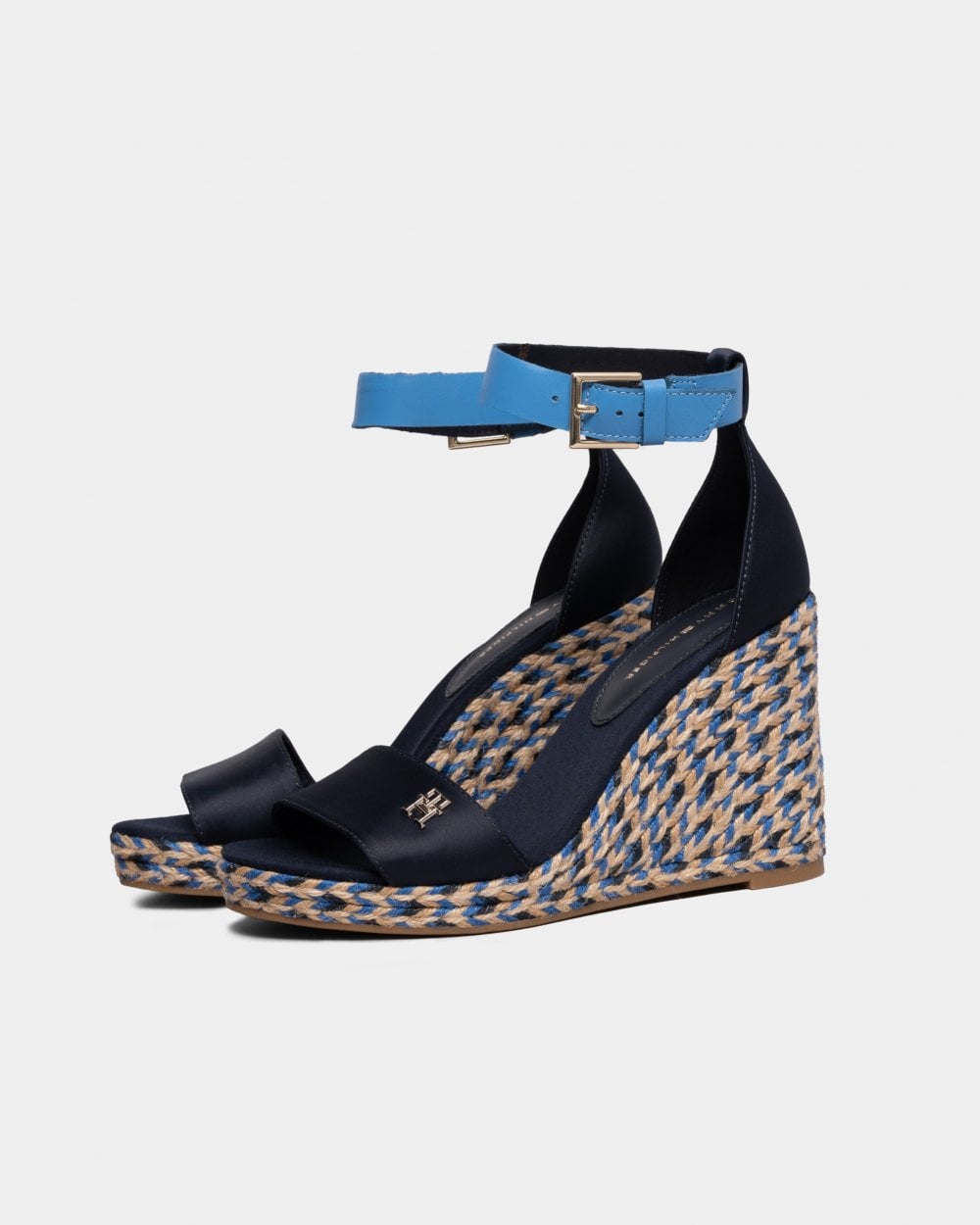 Thumbnail - Tommy Hilfiger Bunte Hohe Wedge Damen Satin Espadrilles