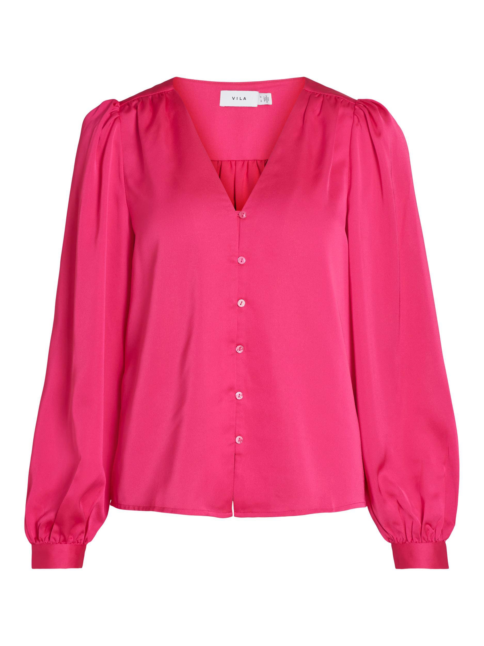 Thumbnail - VILA gewobene Bluse VIELLETTE aus recyceltem Polyester in Rosa