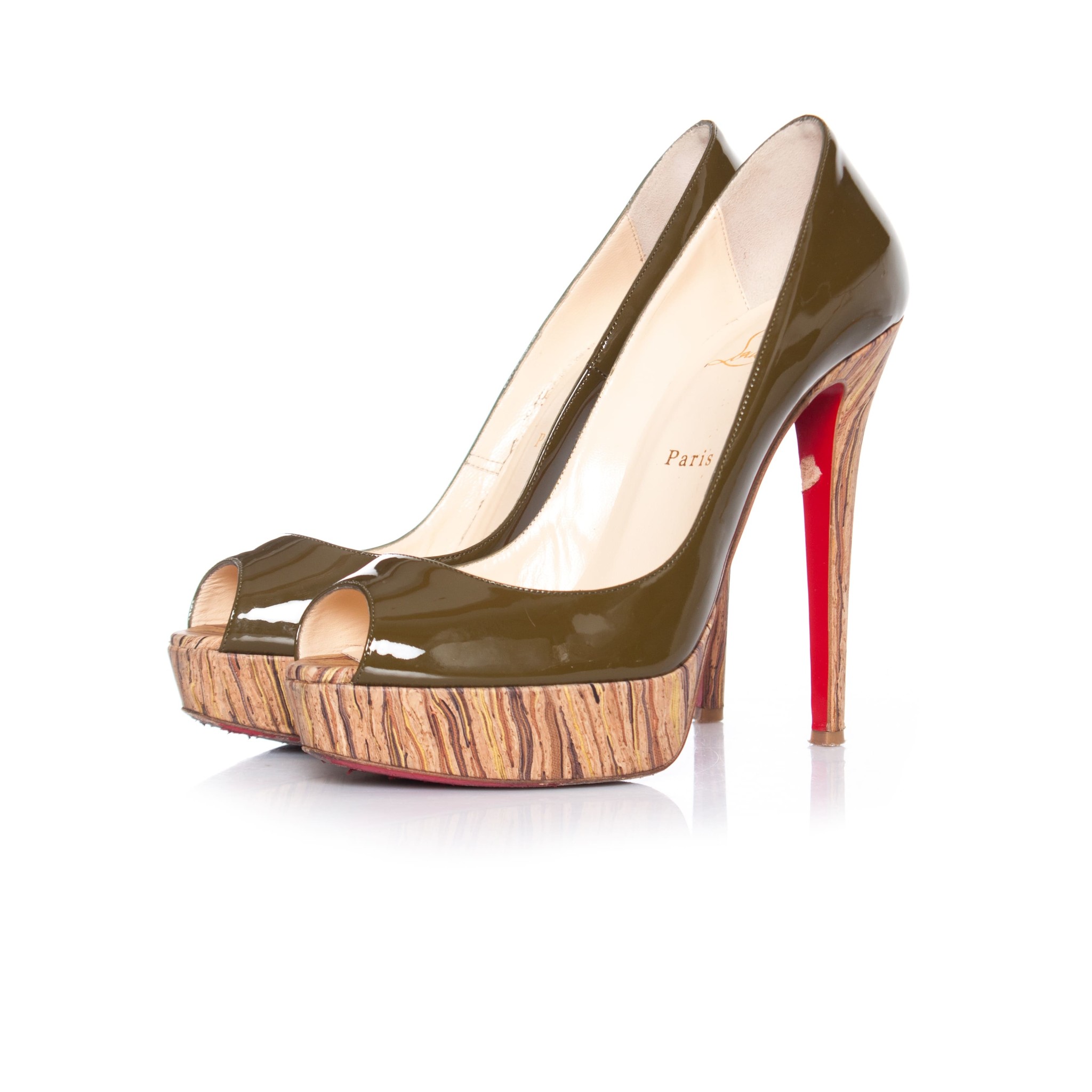 Banane khaki plattformspumps