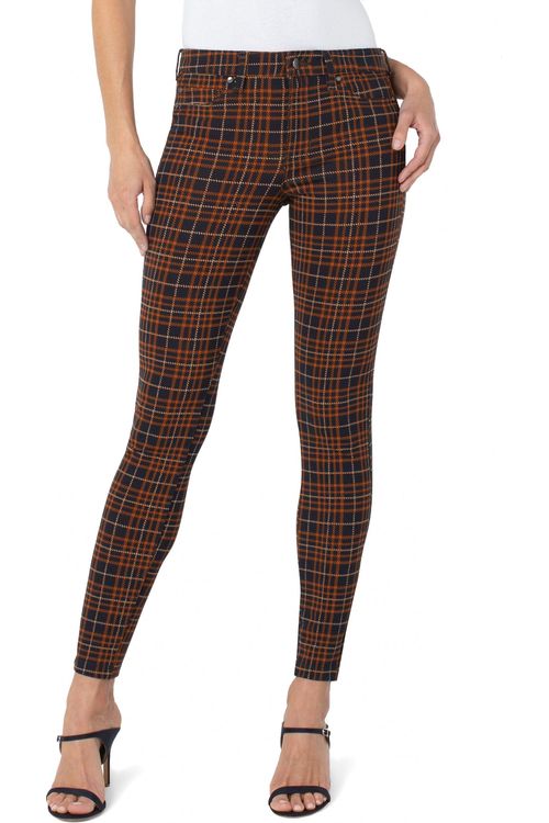 Thumbnail - Madonna Skinny-Jeans mit Glencheck-Muster in tiefem Zimtblau