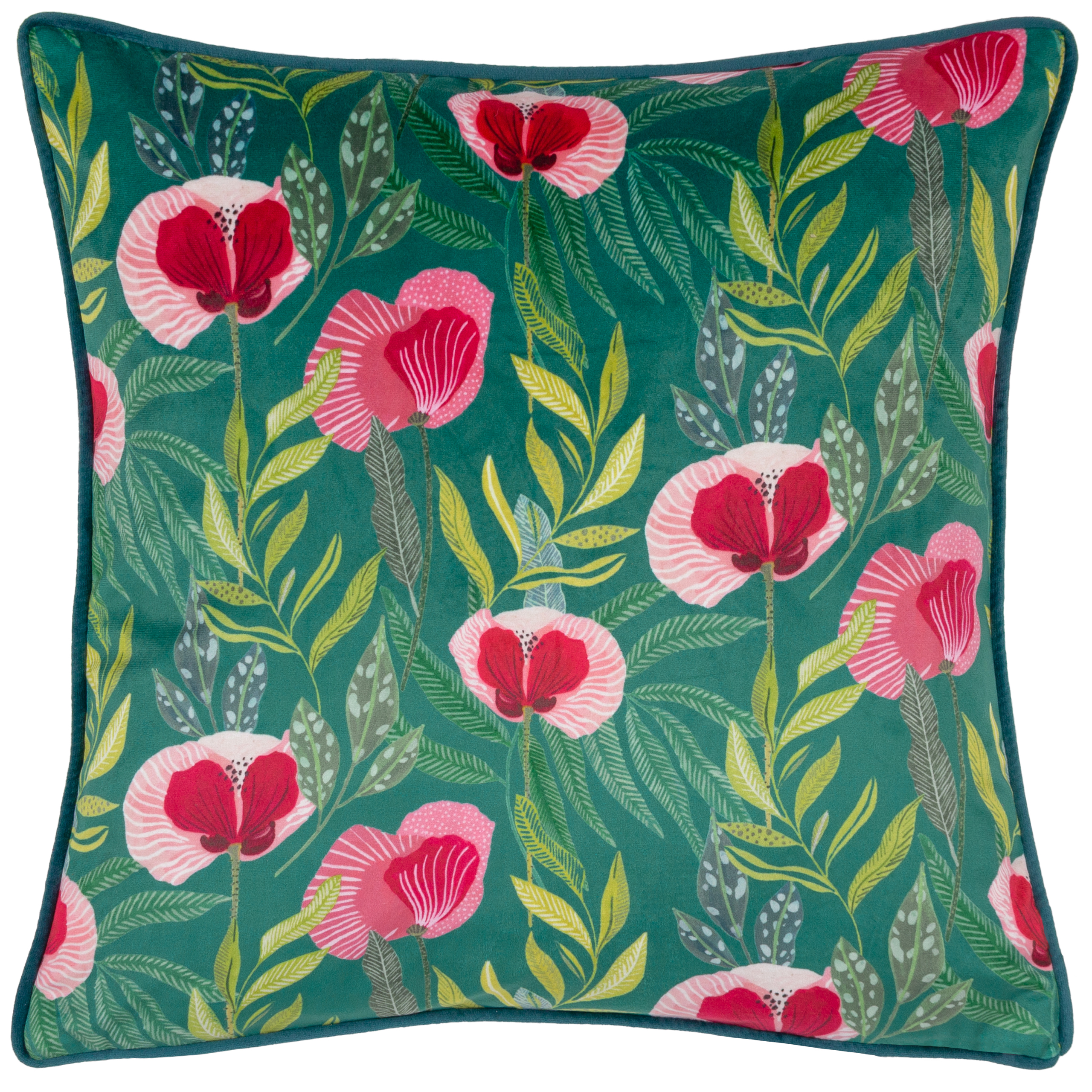 Wylder Nature House of Bloom Poppy Cushion Cover - Teal - One Size