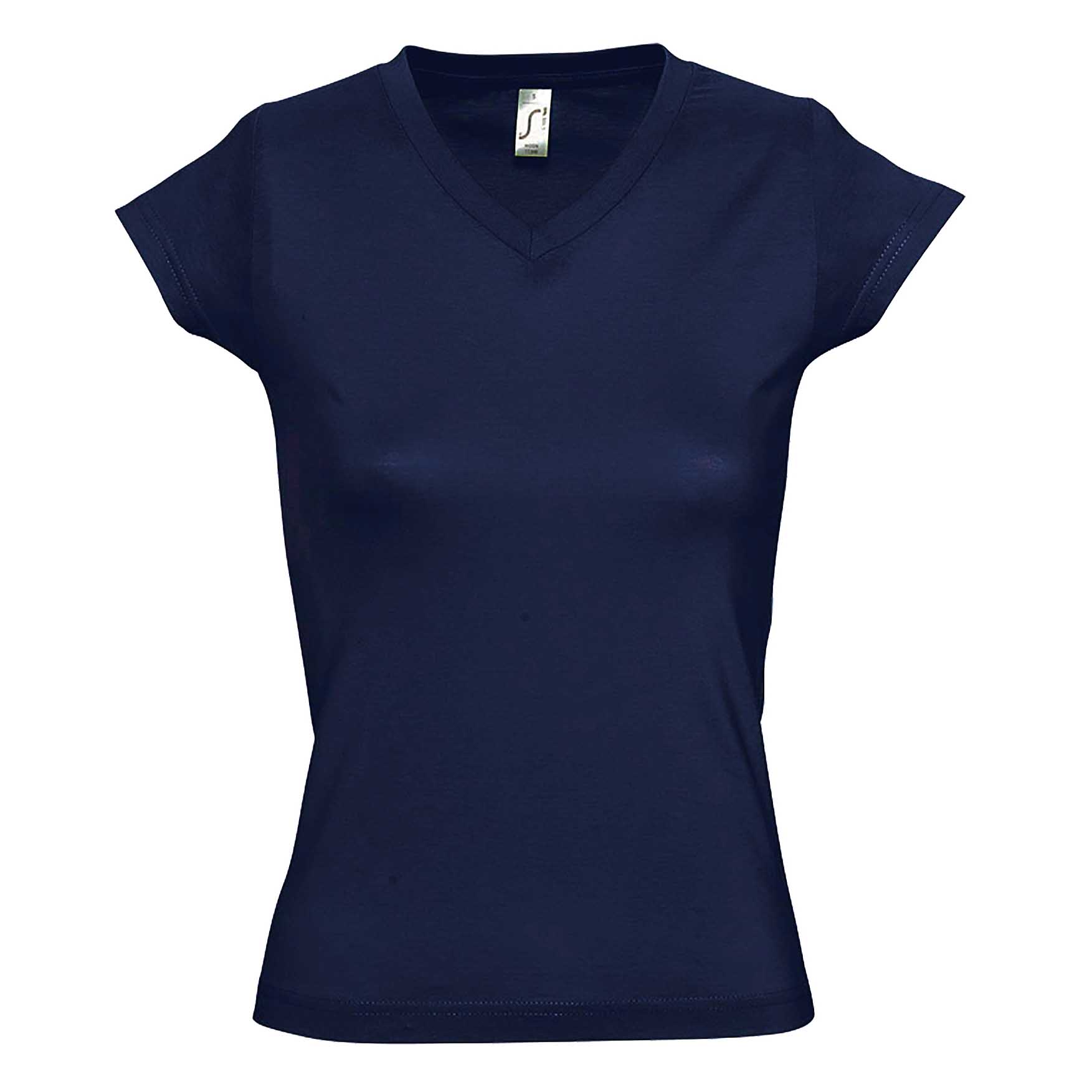Thumbnail - SOLs Womens/Ladies Moon V Neck Kurzarm T-Shirt (French Navy)