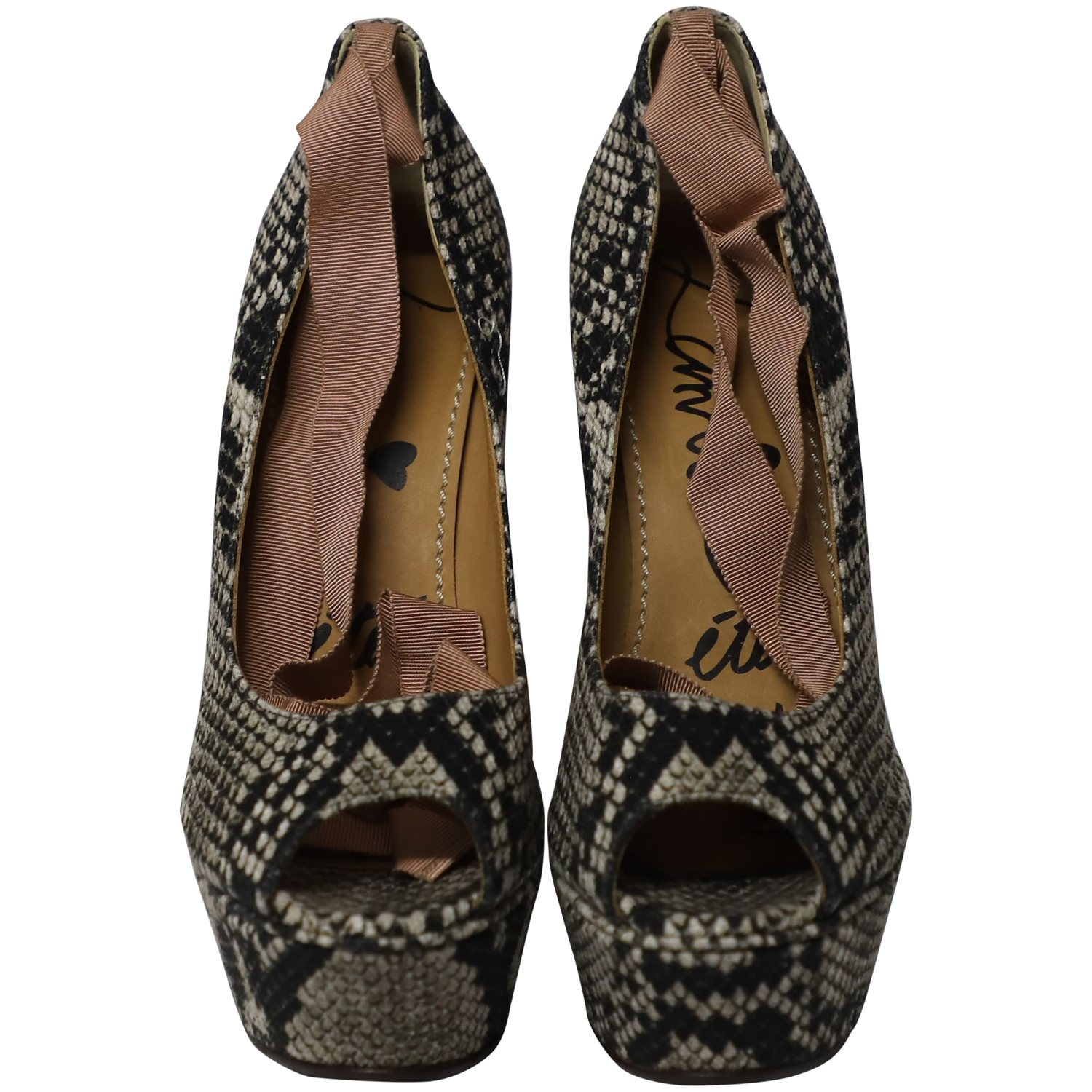 Lanvin Pre-owned Lanvin Bandrem Wood Wedge Tåöppna Sandaler i Pythontått Läder dam – bild 2
