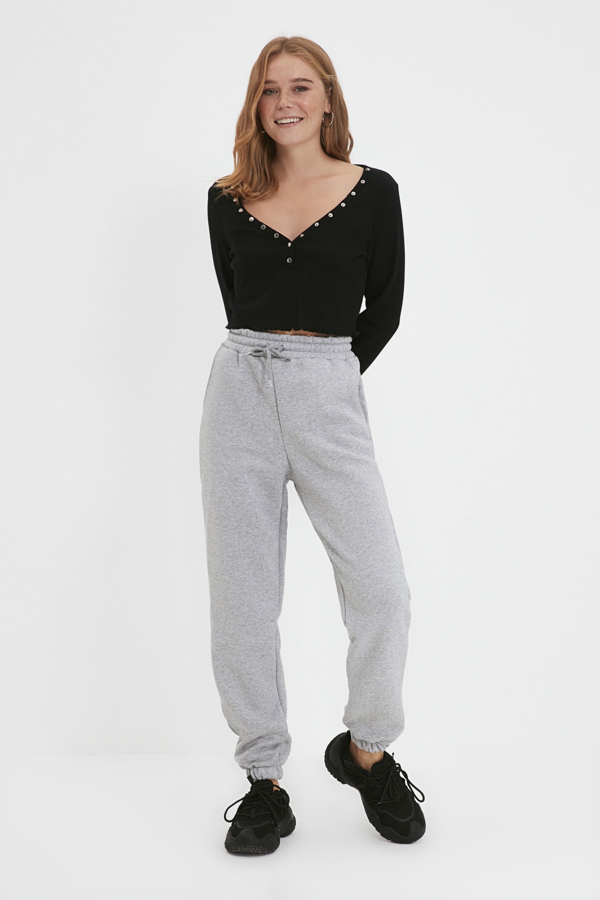 Dam Högmidjade Jogger Byxor