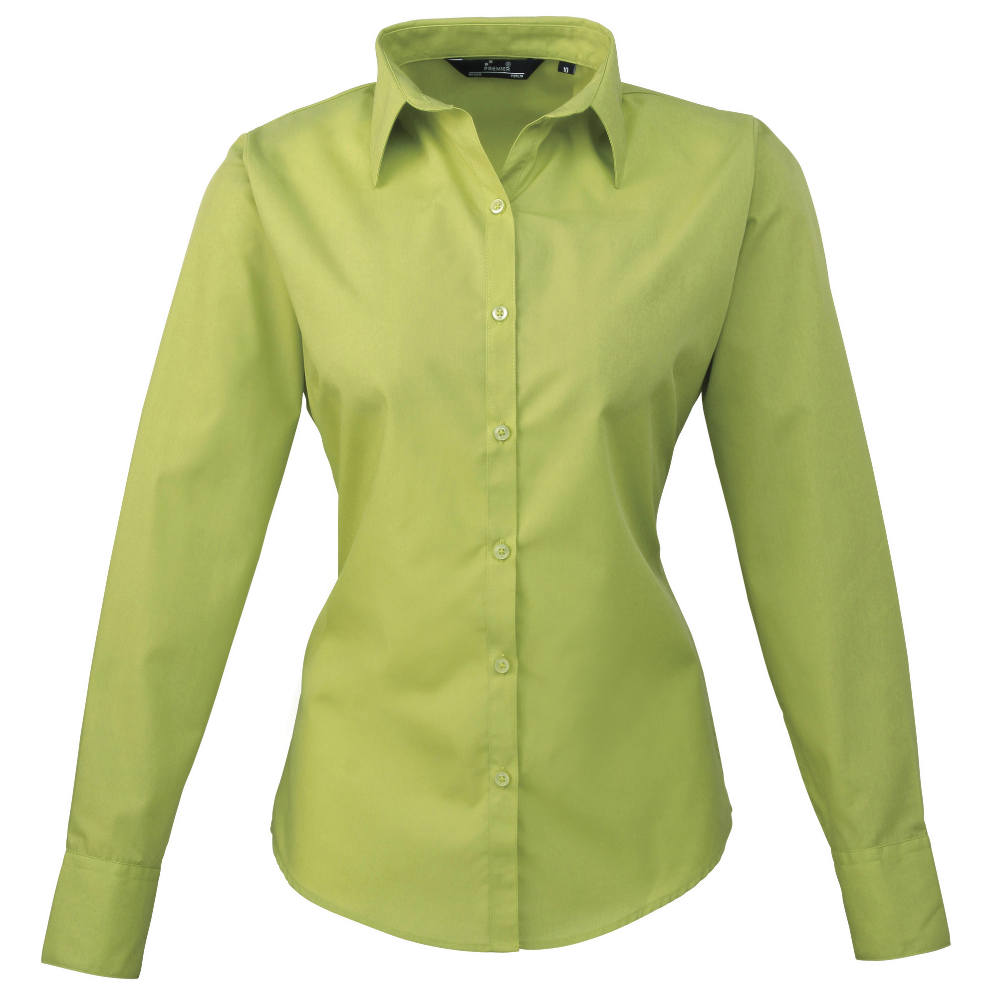 Premier Womens/Ladies Poplin Long-Sleeved Blouse (Lime) - Green - Size 14 UK