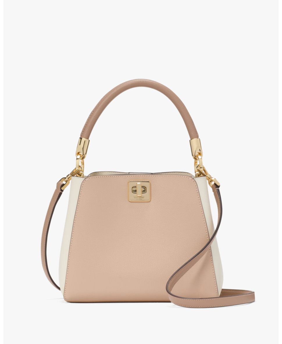Kate Spade Womens Phoebe Colorblock Refined Grain Leather Small Top Handle Satchel – Beige – One Size