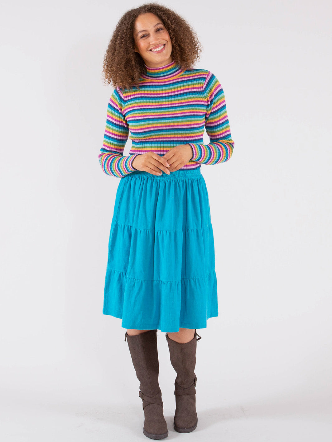 Kite Clothing Womens Shell Bay Cord Skirt - Blue cotton - Size Small