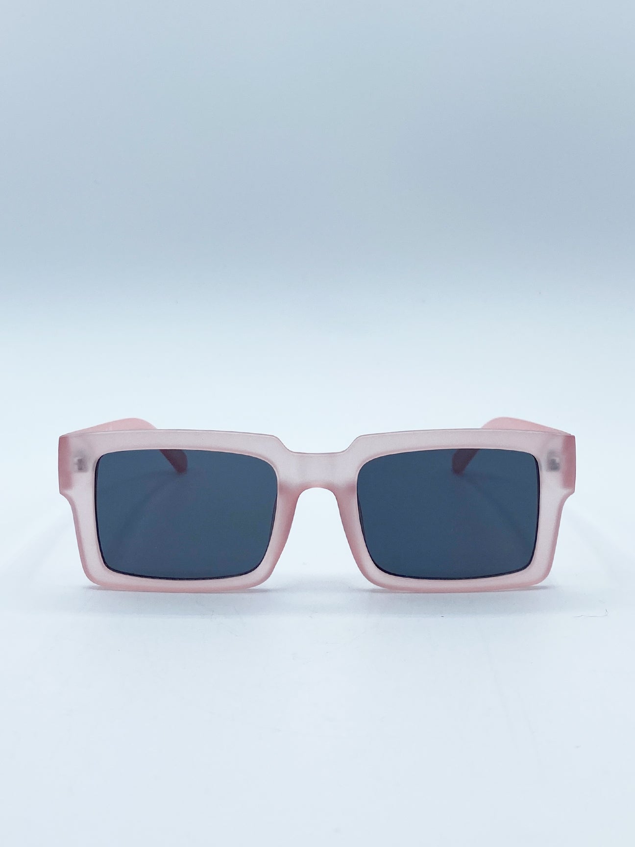 SVNX Unisex Square Frame Sunglasses in Matte Pink with Black Lenses - One Size