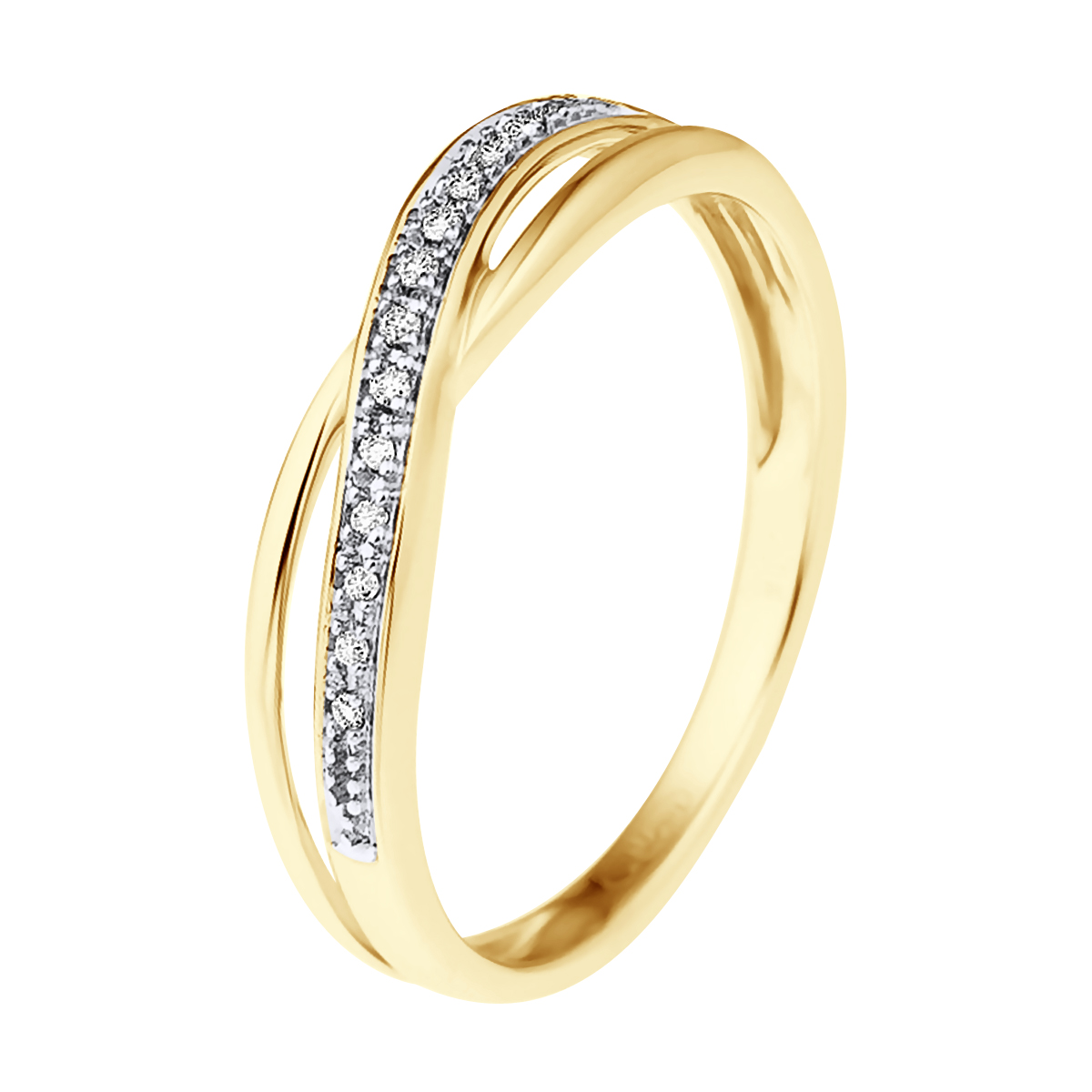 Thumbnail - DIADEMA - Ring - Gekreuzt - Diamanten - Gelbgold