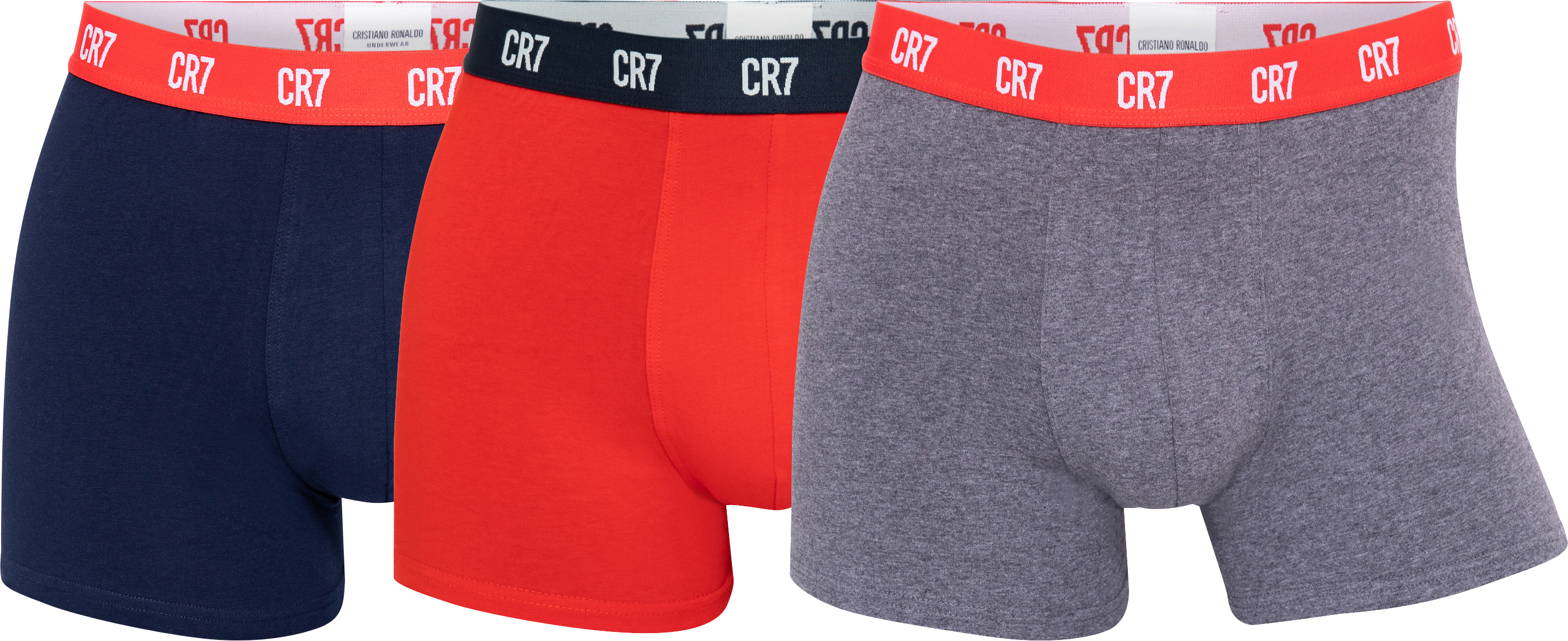 CR7 Heren Boxershorts Effen Rood/Grijs/Blauw 3-Pack - Maat S