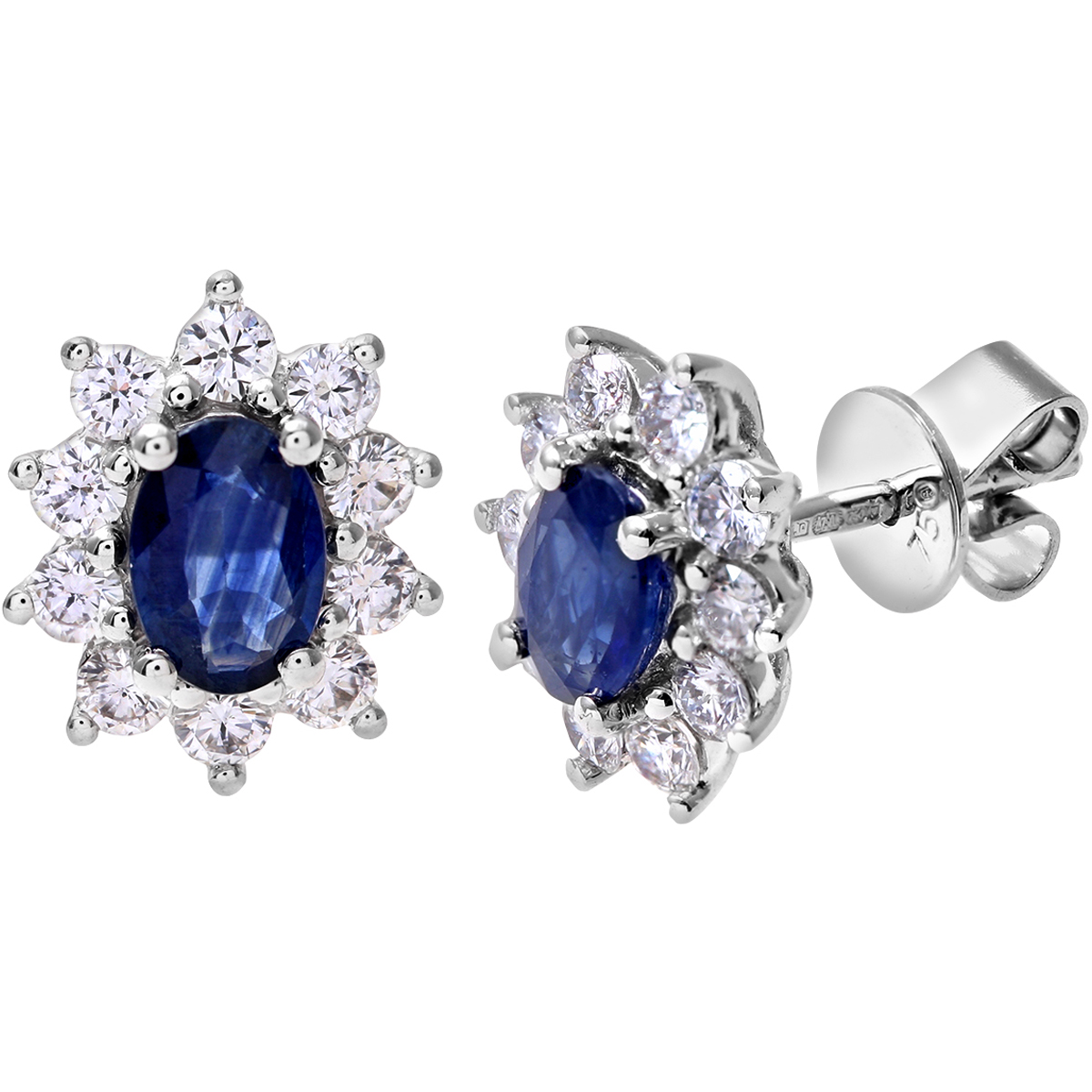 Diamant L’Eternel Womens 18ct White Gold Diamond and Sapphire Earrings, 0.66ct Weight – One Size