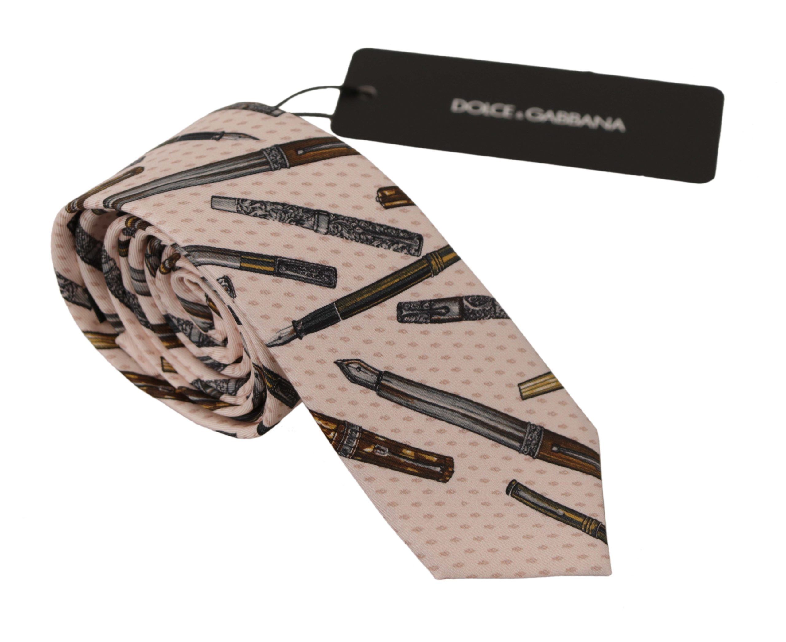 Dolce & Gabbana Mens Dots Print Silk Accessory Tie - Pink - One Size