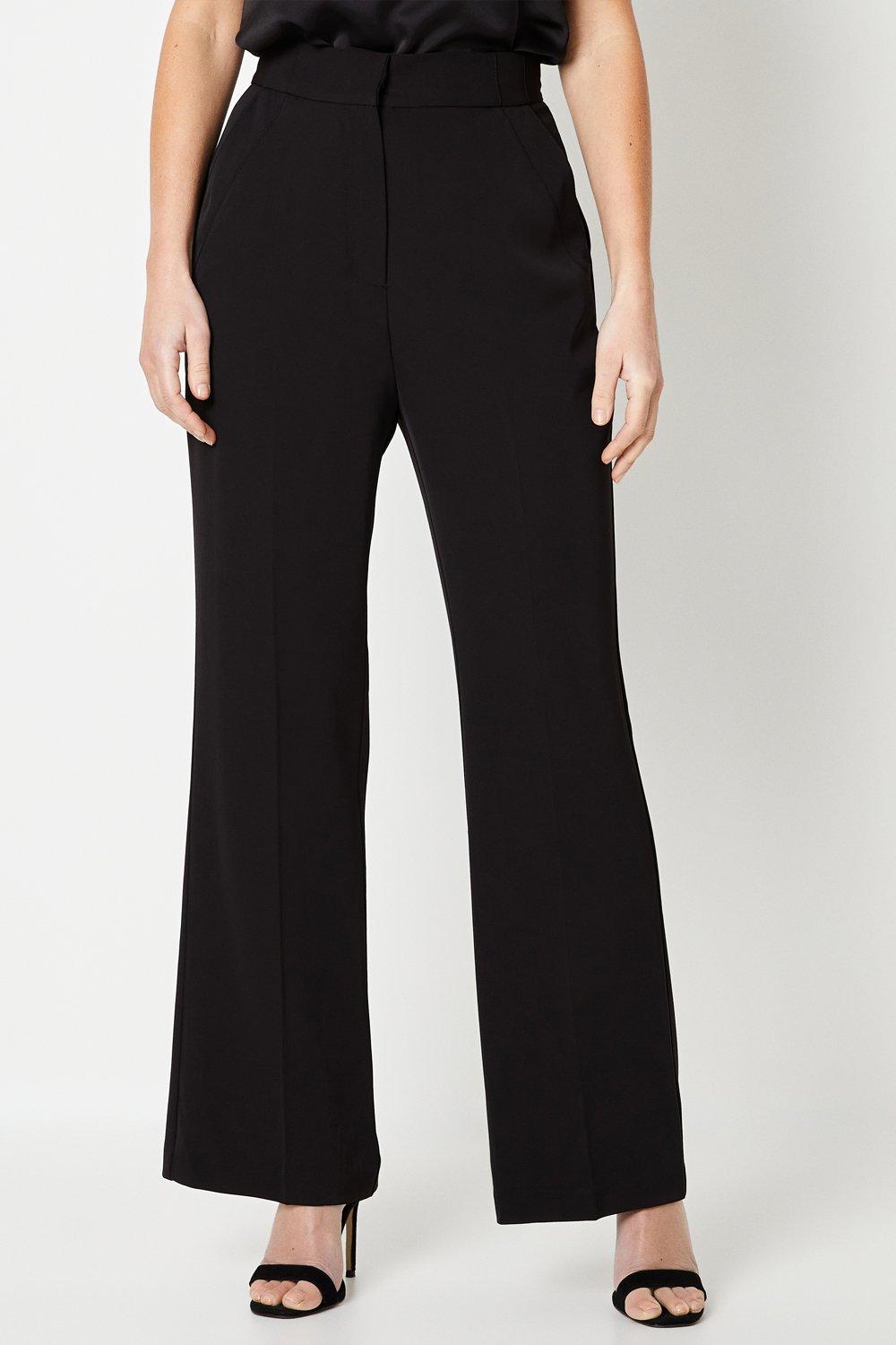 Wallis Womens Petite Premium Pinktuck Detail Kickflare Trouser - Black - Size 20 UK