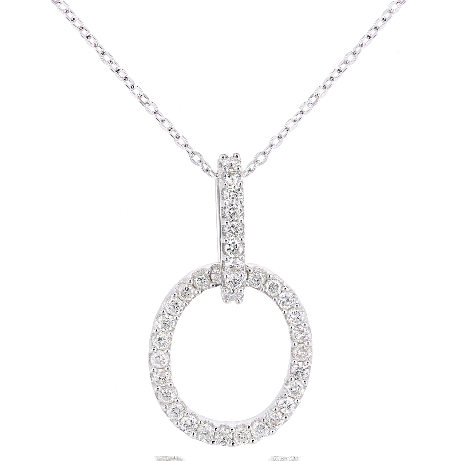 Diamant L’Eternel Womens 9ct White Gold Diamond Pendant and Chain of Length 46cm – One Size