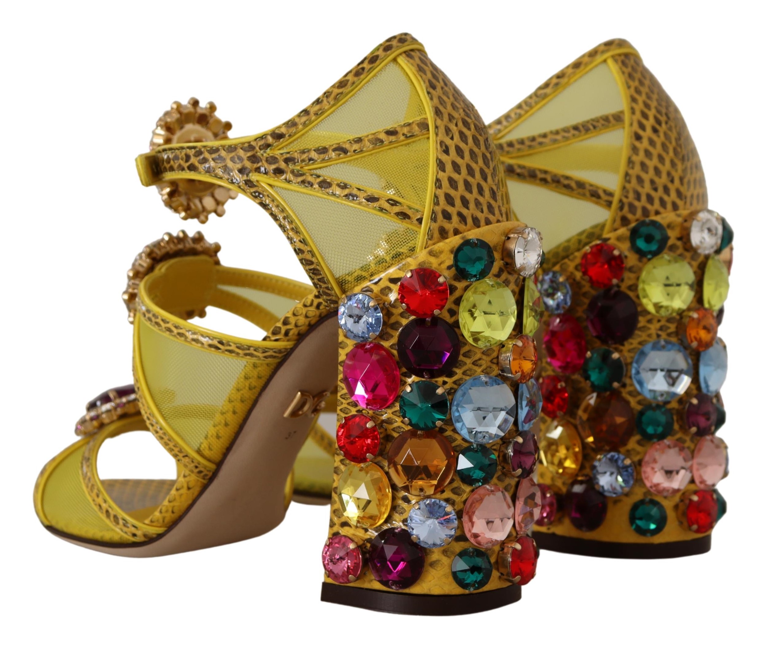 Dolce&Gabbana Gula Läder Kristall Ayers Sandaler dam – bild 2