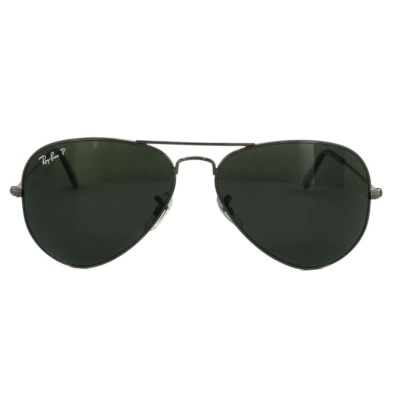 Ray-Ban Aviator Unisex Gunmetal Green Polarized Sunglasses – Grey – One Size