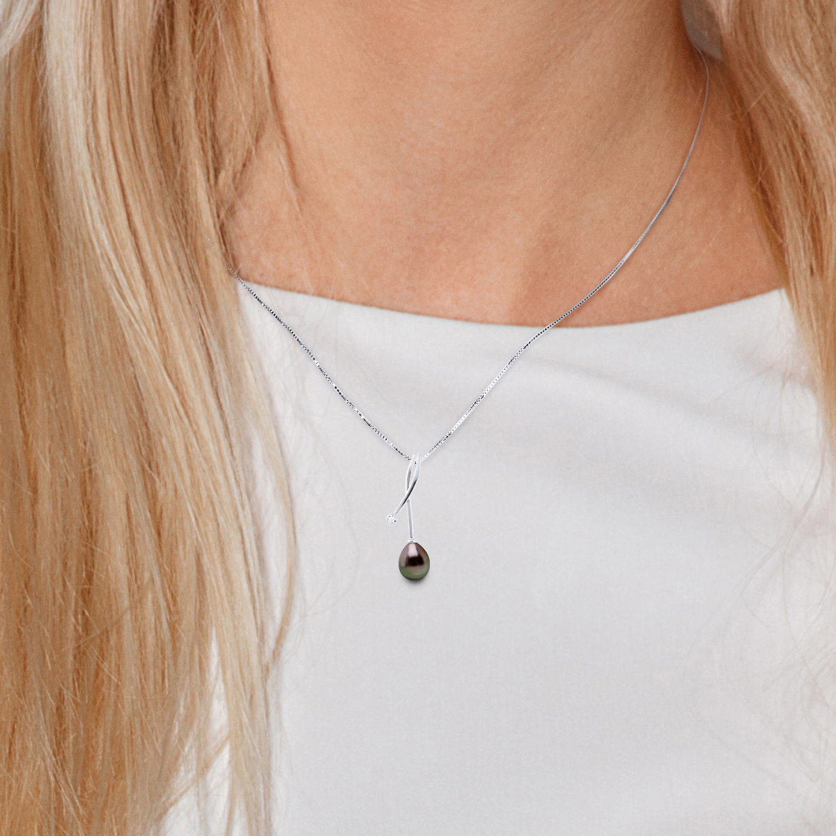 Diadema Hänge Vitguld och Tahitipärla halsband dam – bild 2