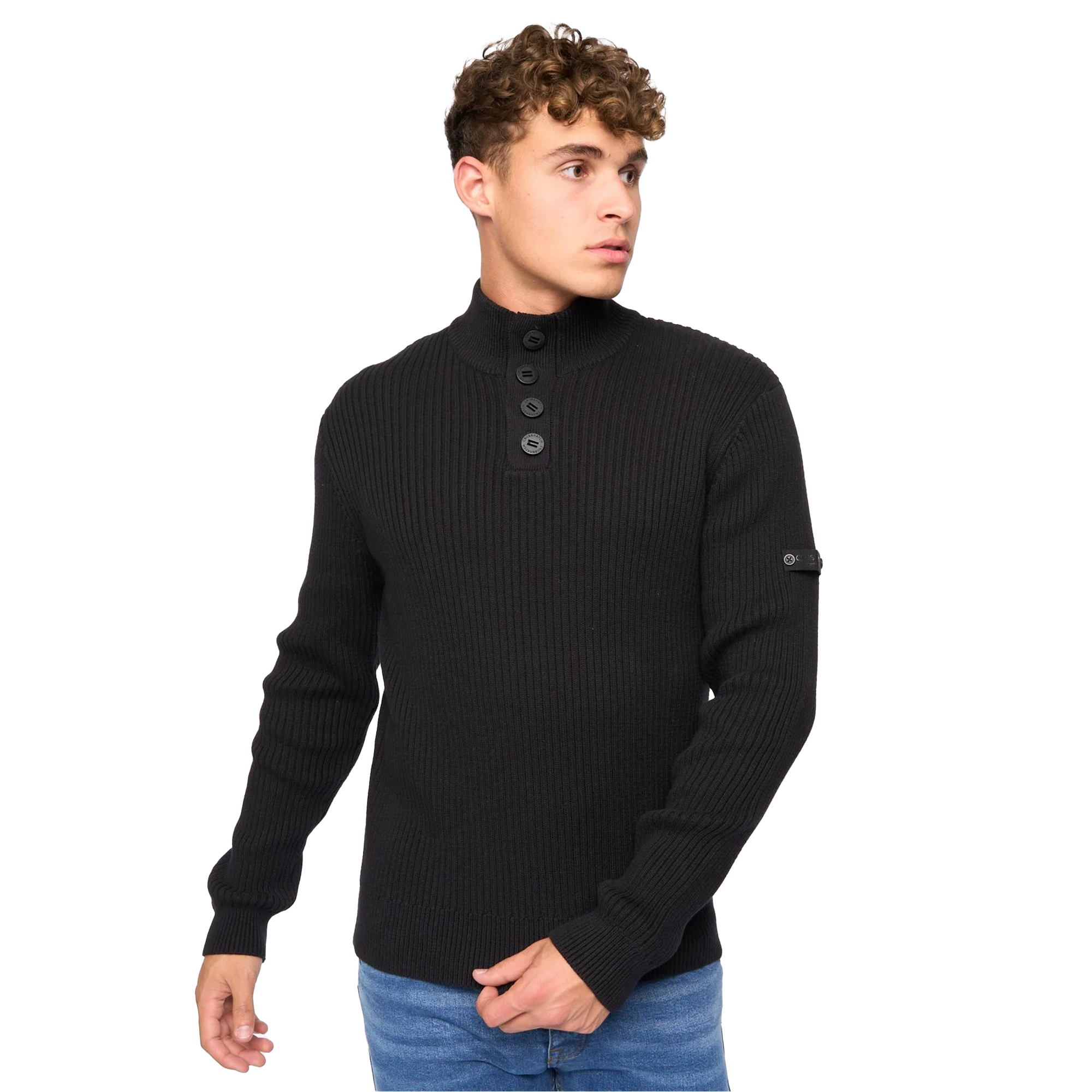 Thumbnail - Crosshatch - "Wellburys" Pullover für Herren (Schwarz)
