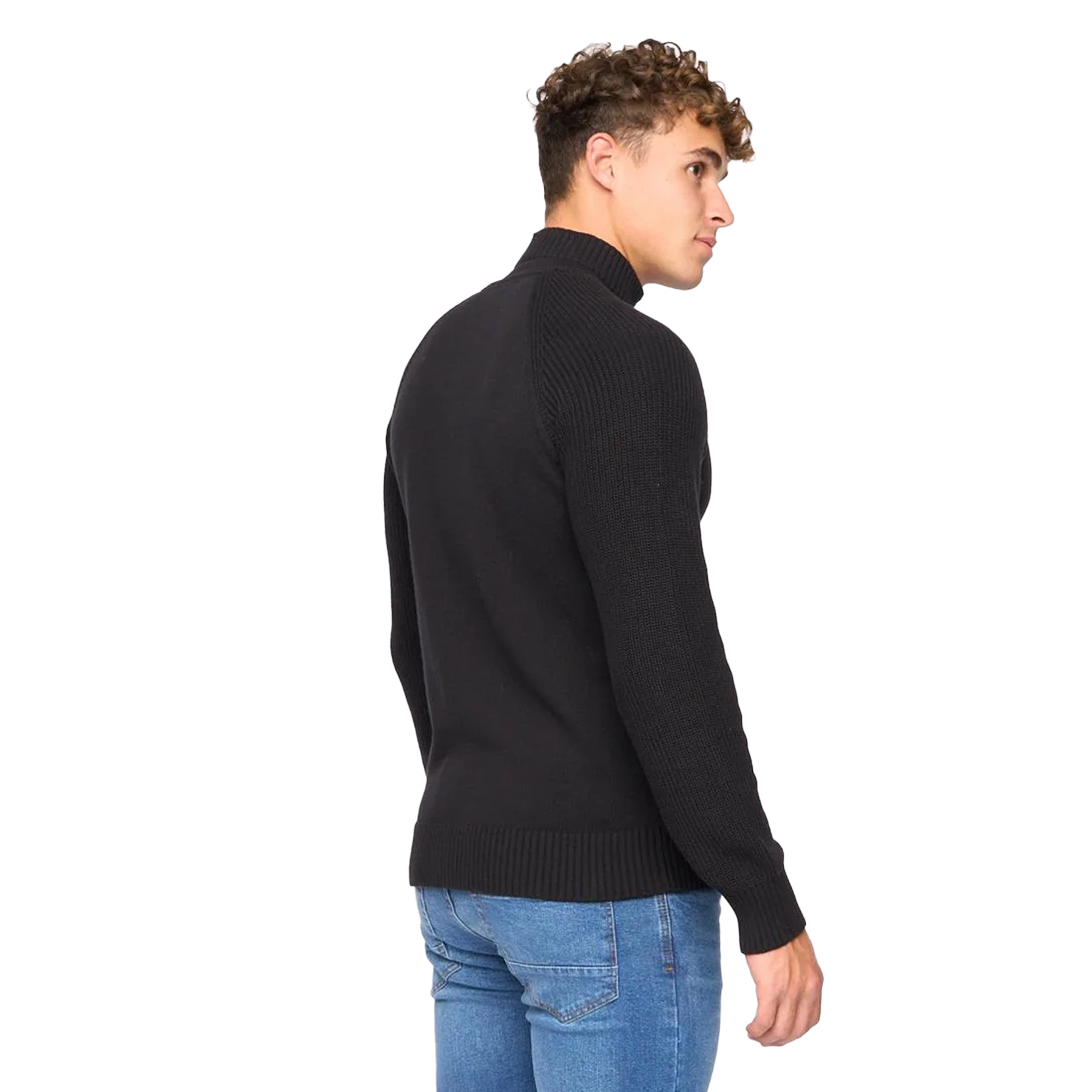 Crosshatch Mens Birchin stickad jumper med full dragkedja (svart) stickade tröjor herr – bild 2